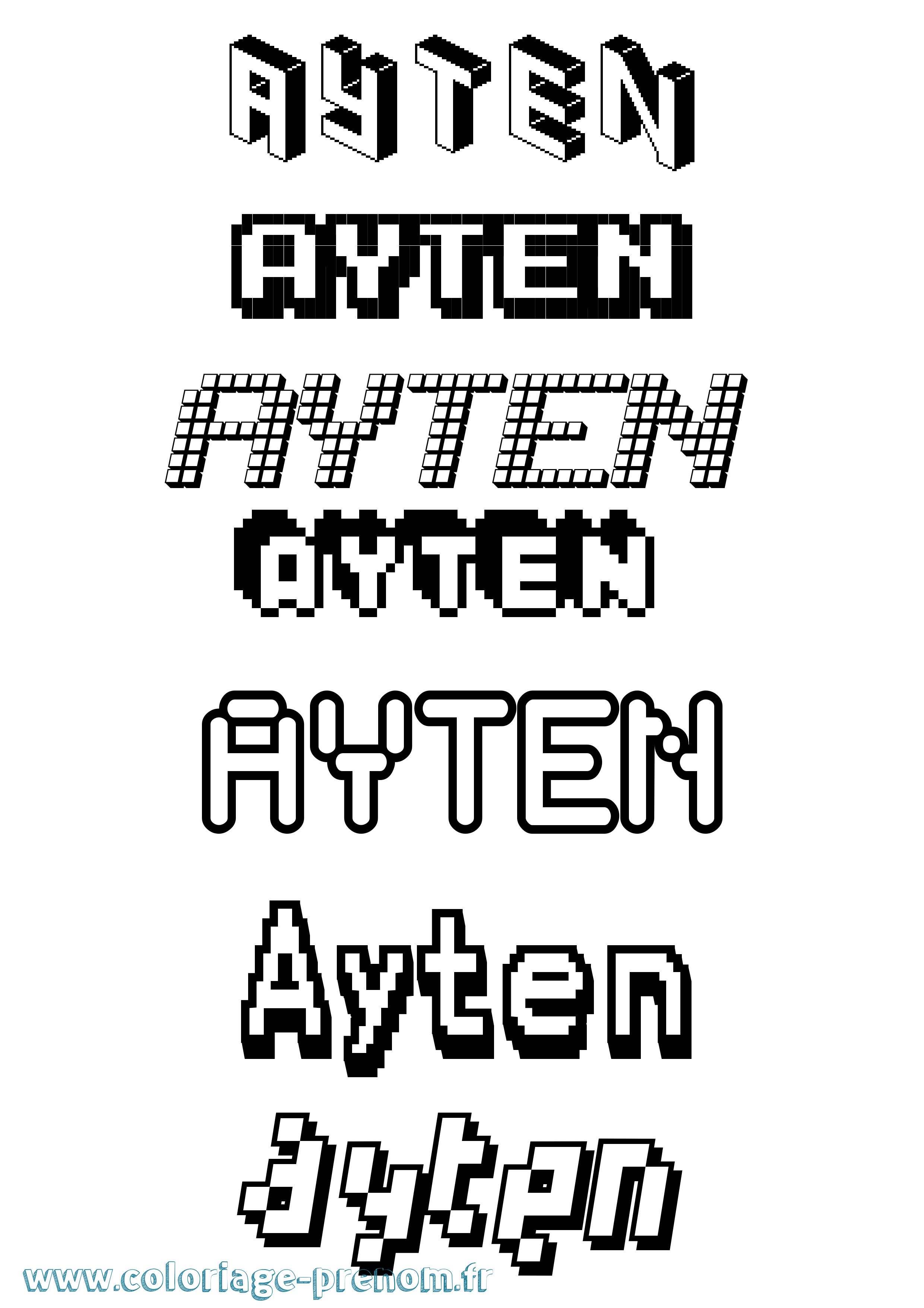 Coloriage Ayten Pixel Coloriage prénom Ayten Pixel