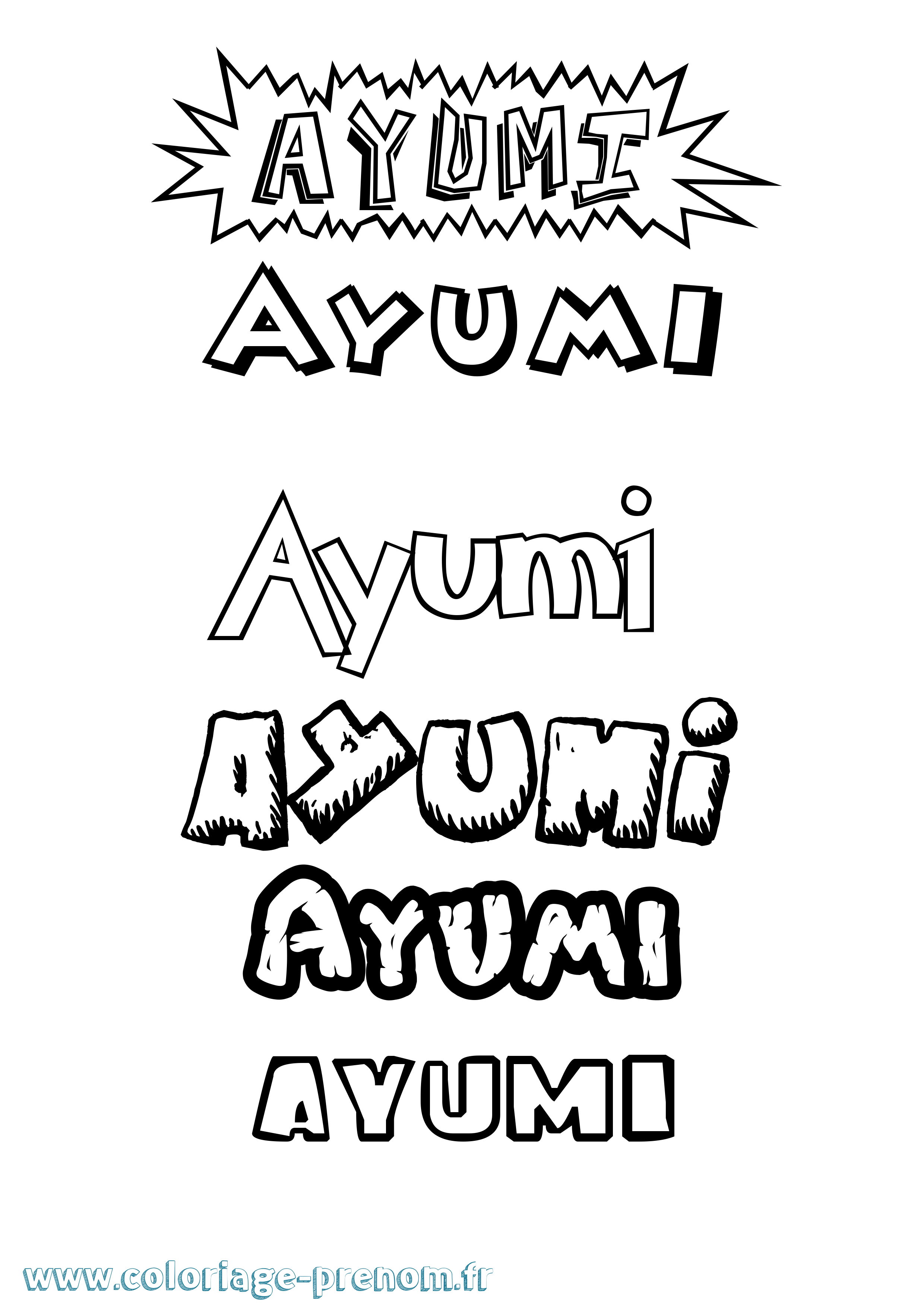 Coloriage Ayumi Dessin Animé Coloriage prénom Ayumi Dessin Animé