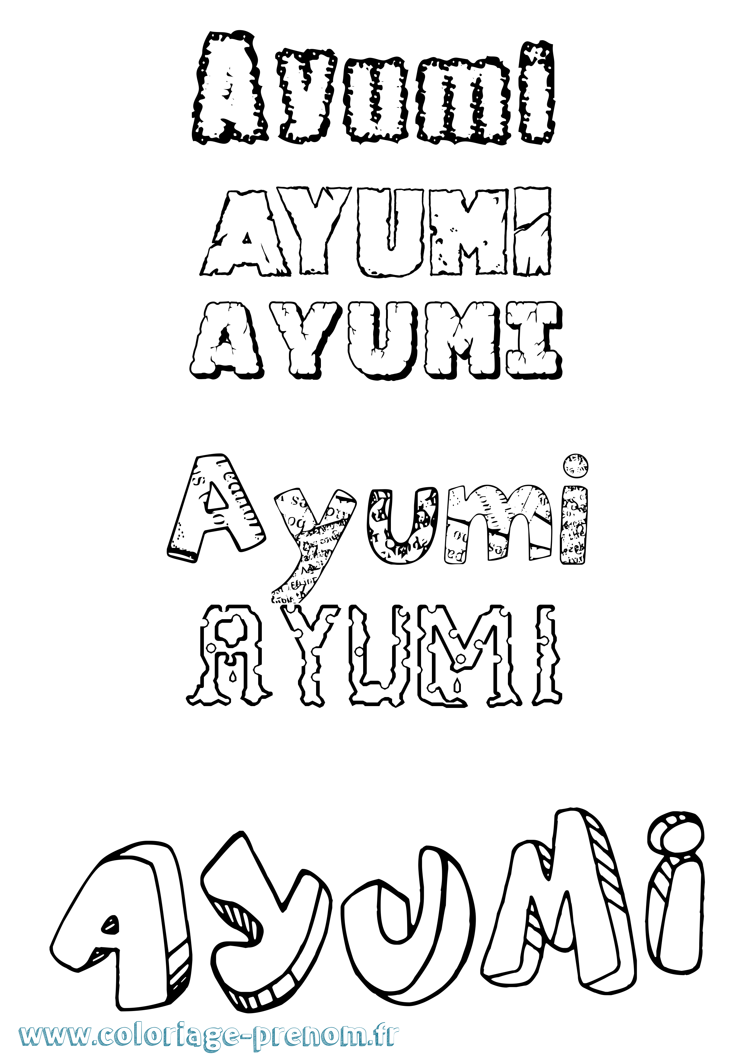 Coloriage Ayumi Destructuré Coloriage prénom Ayumi Destructuré
