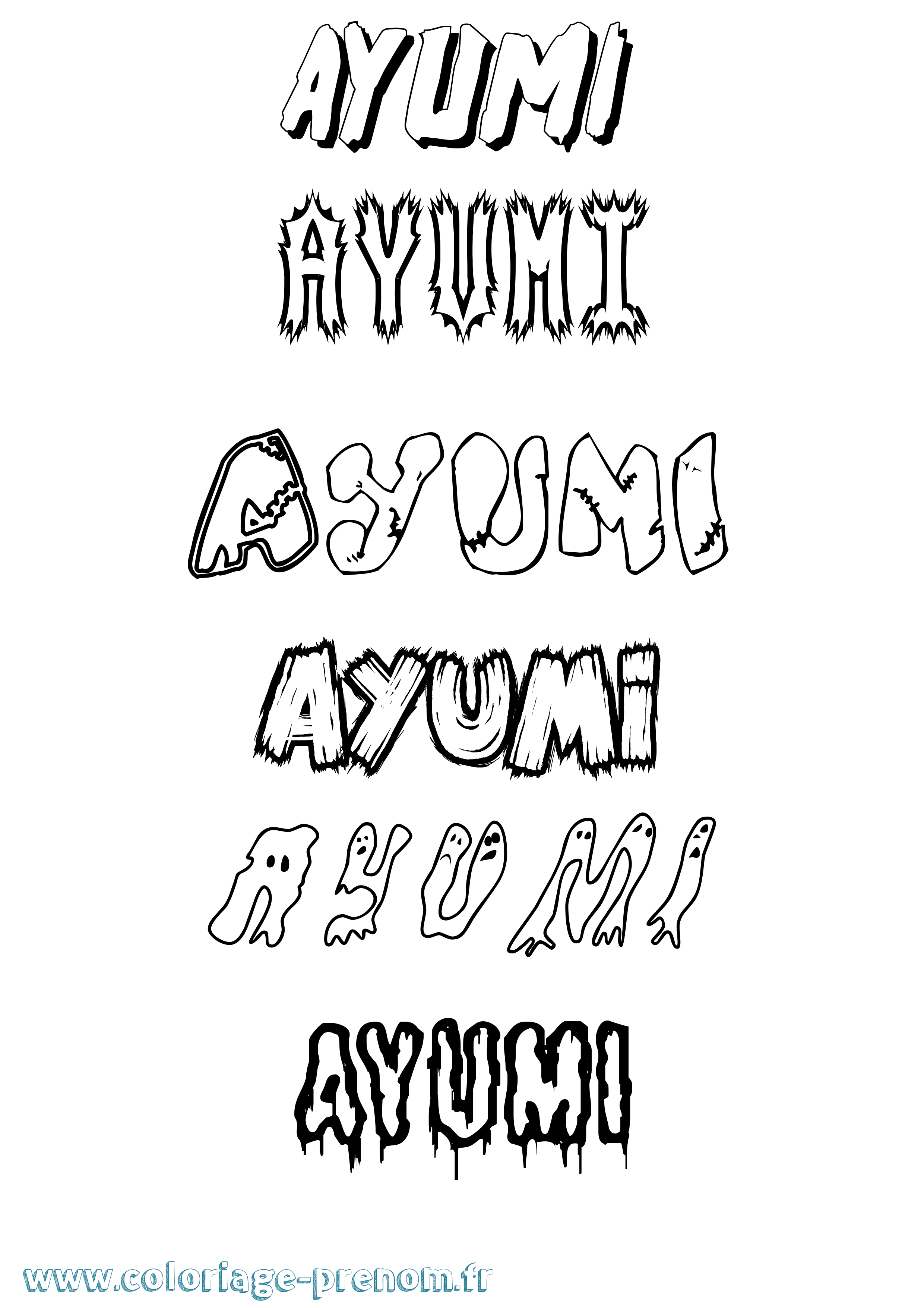 Coloriage Ayumi Frisson Coloriage prénom Ayumi Frisson