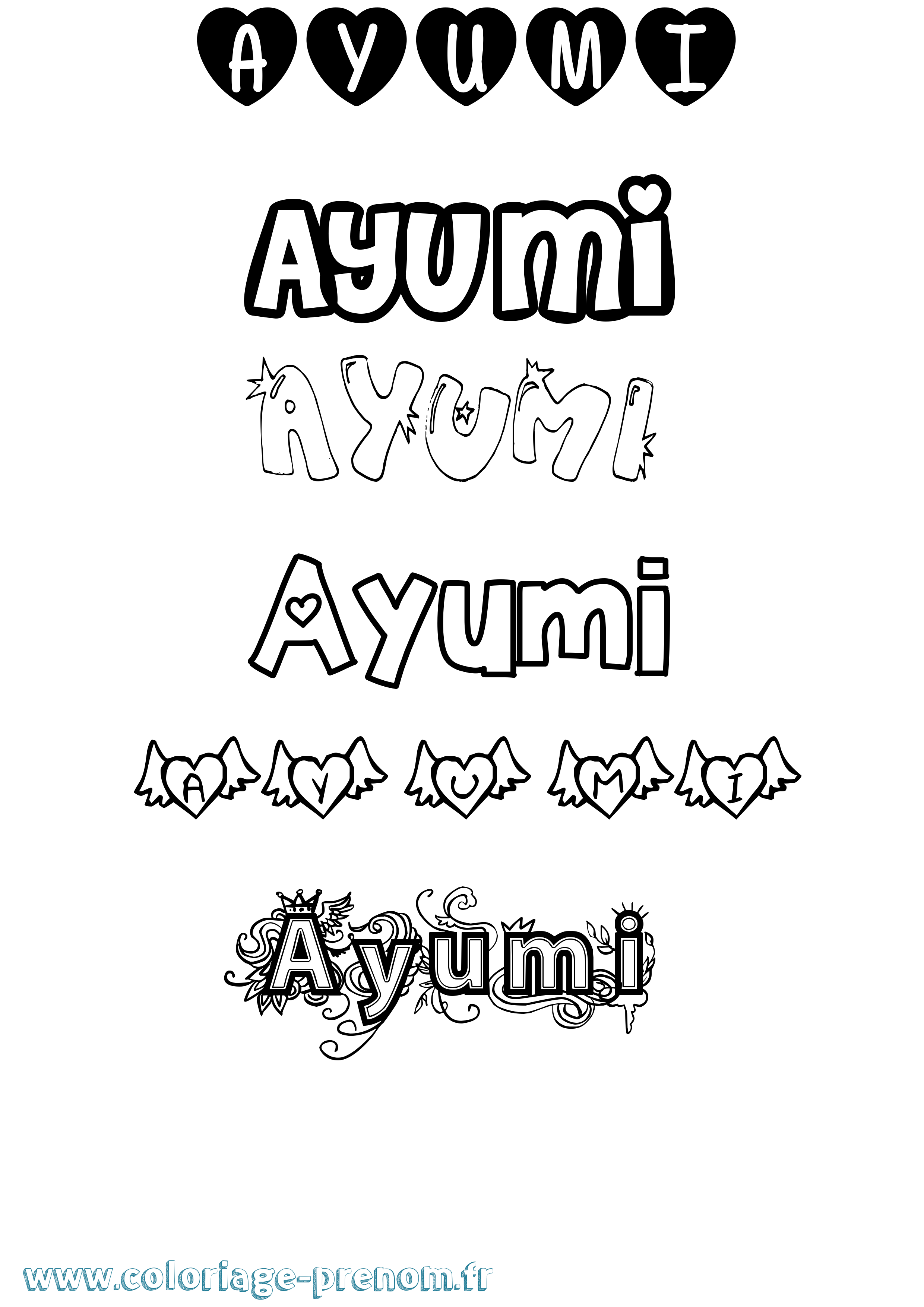 Coloriage Ayumi Girly Coloriage prénom Ayumi Girly