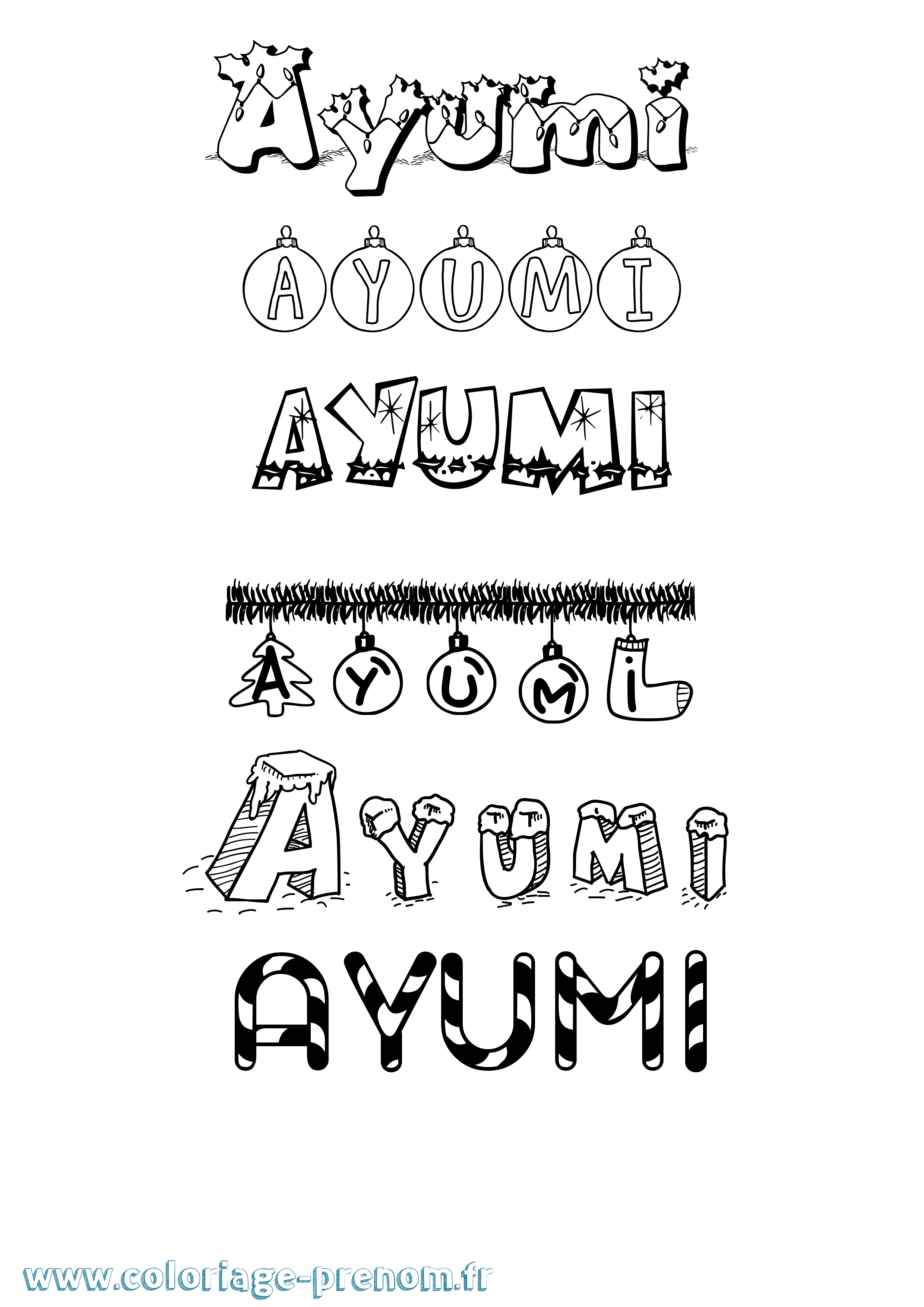 Coloriage Ayumi Noël Coloriage prénom Ayumi Noël