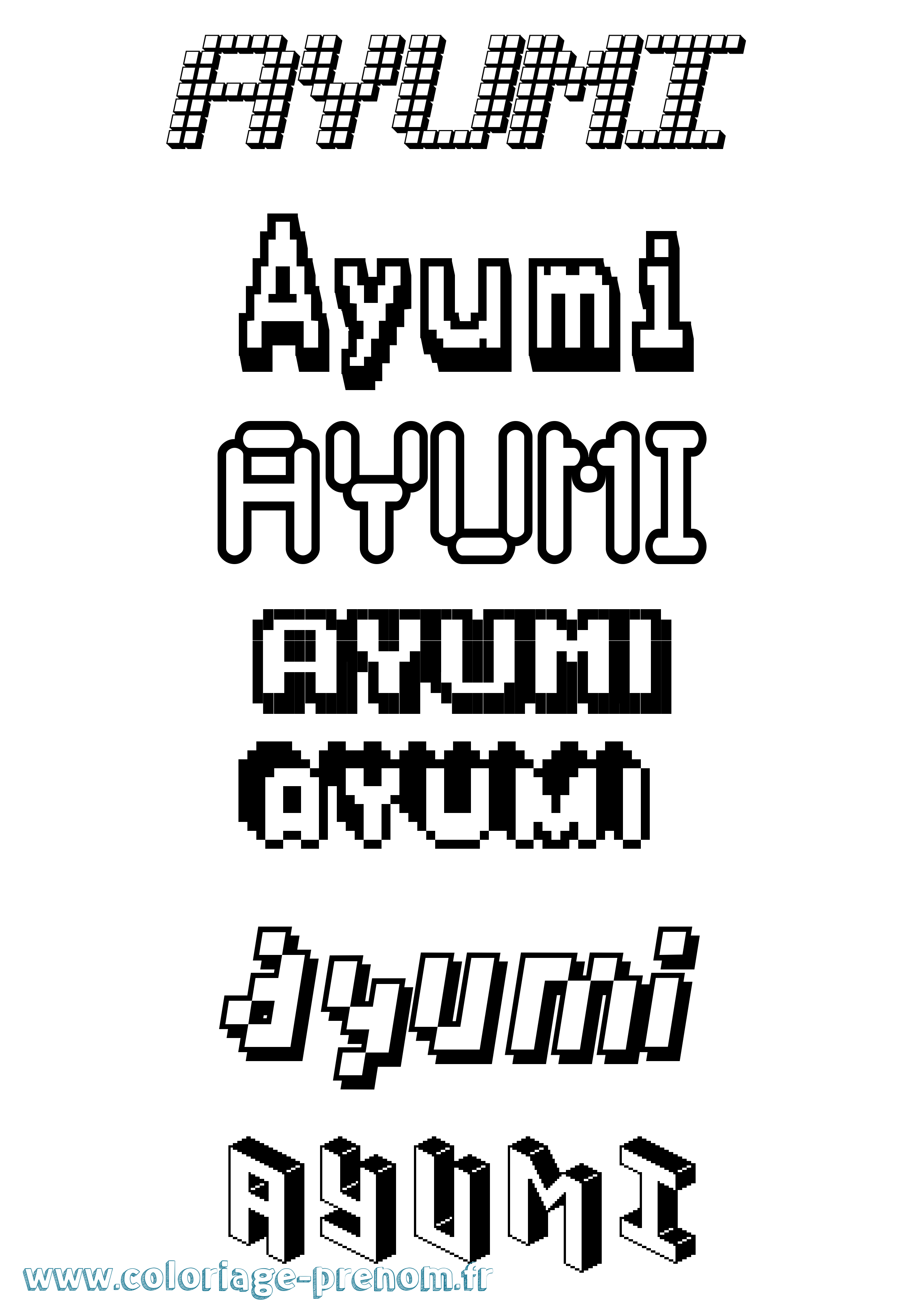 Coloriage Ayumi Pixel Coloriage prénom Ayumi Pixel