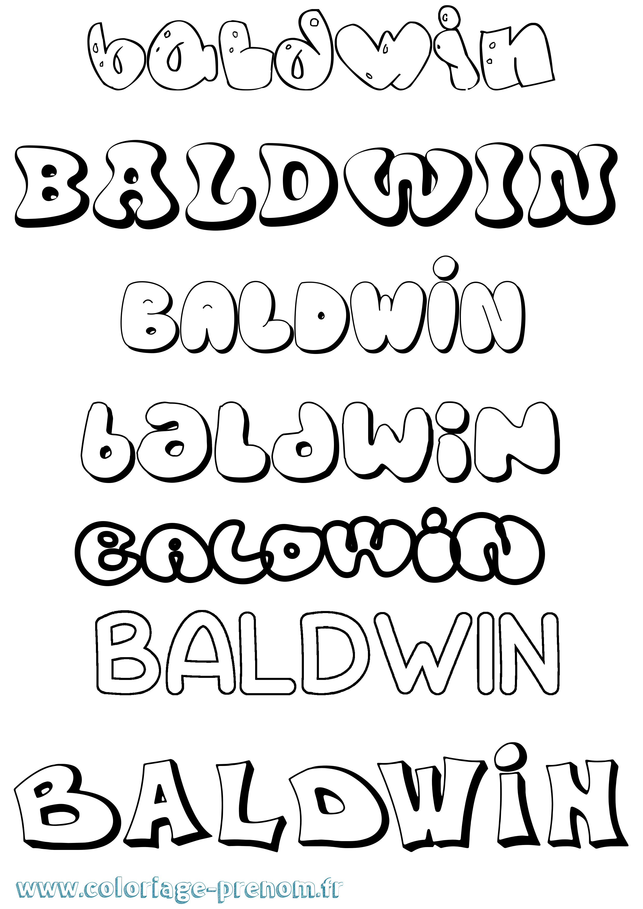 Coloriage Baldwin Bubble Coloriage prénom Baldwin Bubble