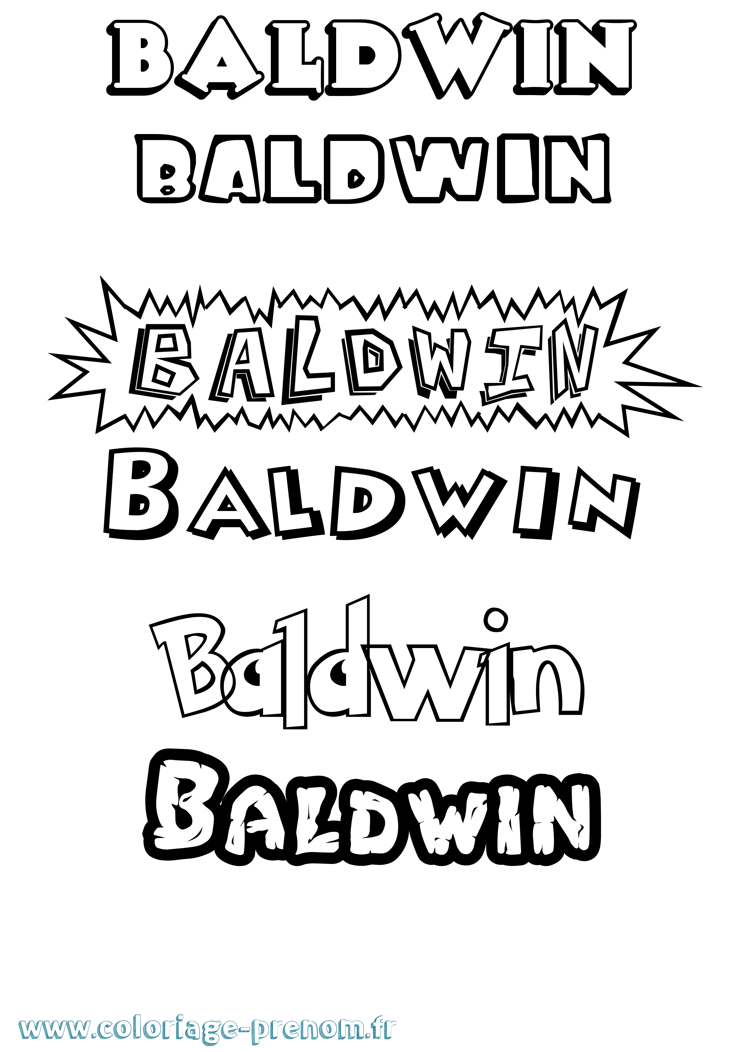 Coloriage Baldwin Dessin Animé Coloriage prénom Baldwin Dessin Animé