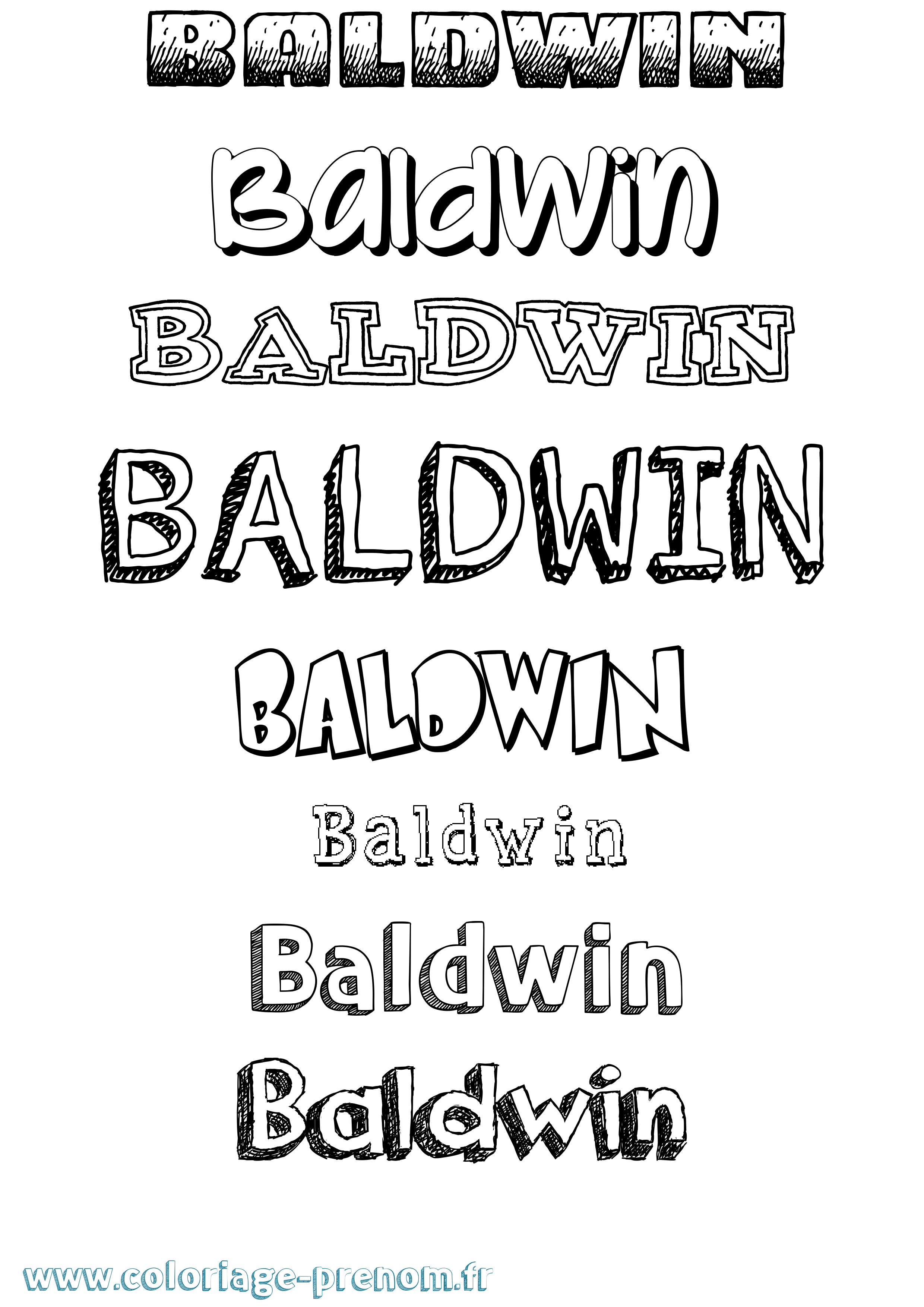 Coloriage Baldwin Dessiné Coloriage prénom Baldwin Dessiné