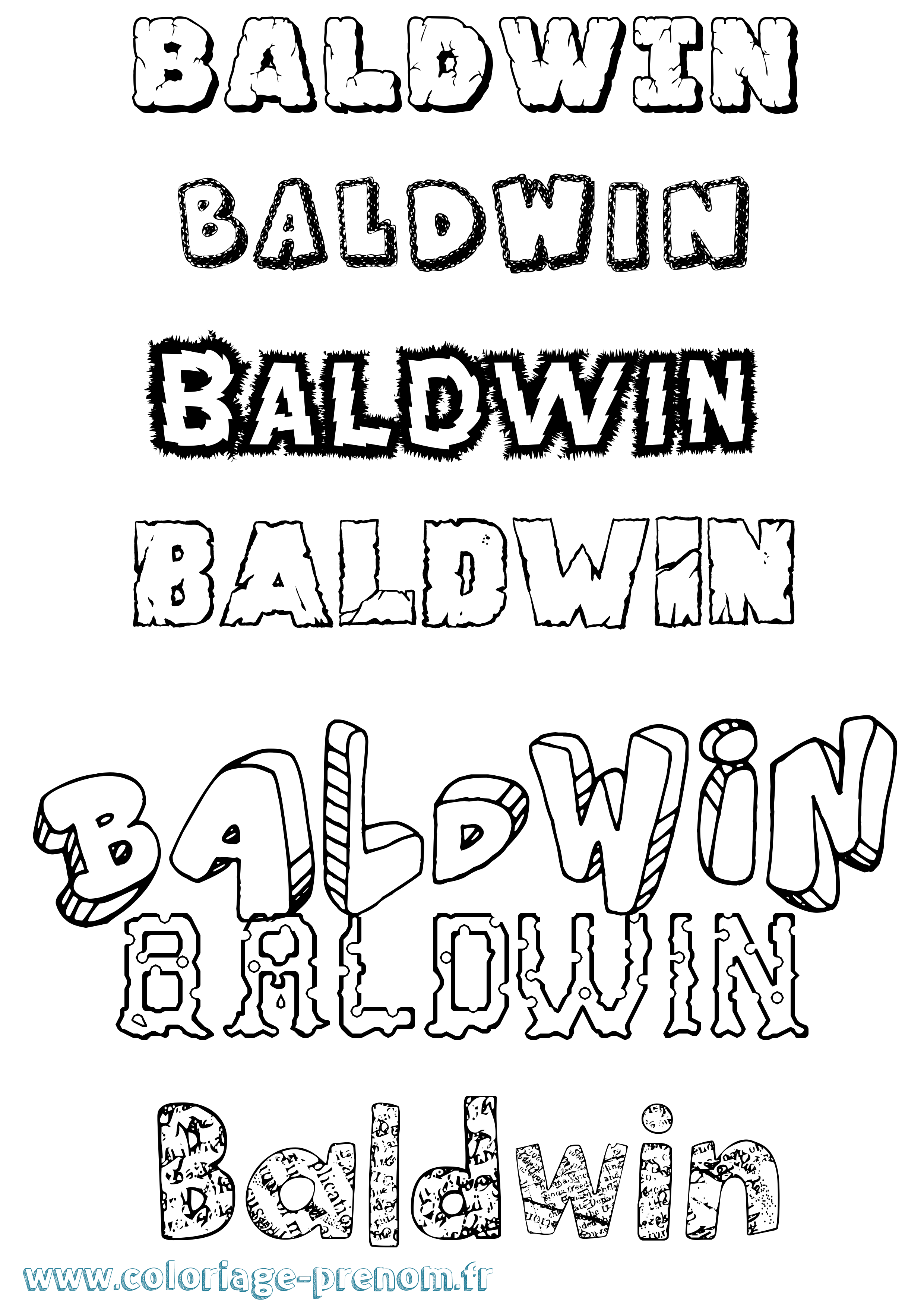 Coloriage Baldwin Destructuré Coloriage prénom Baldwin Destructuré