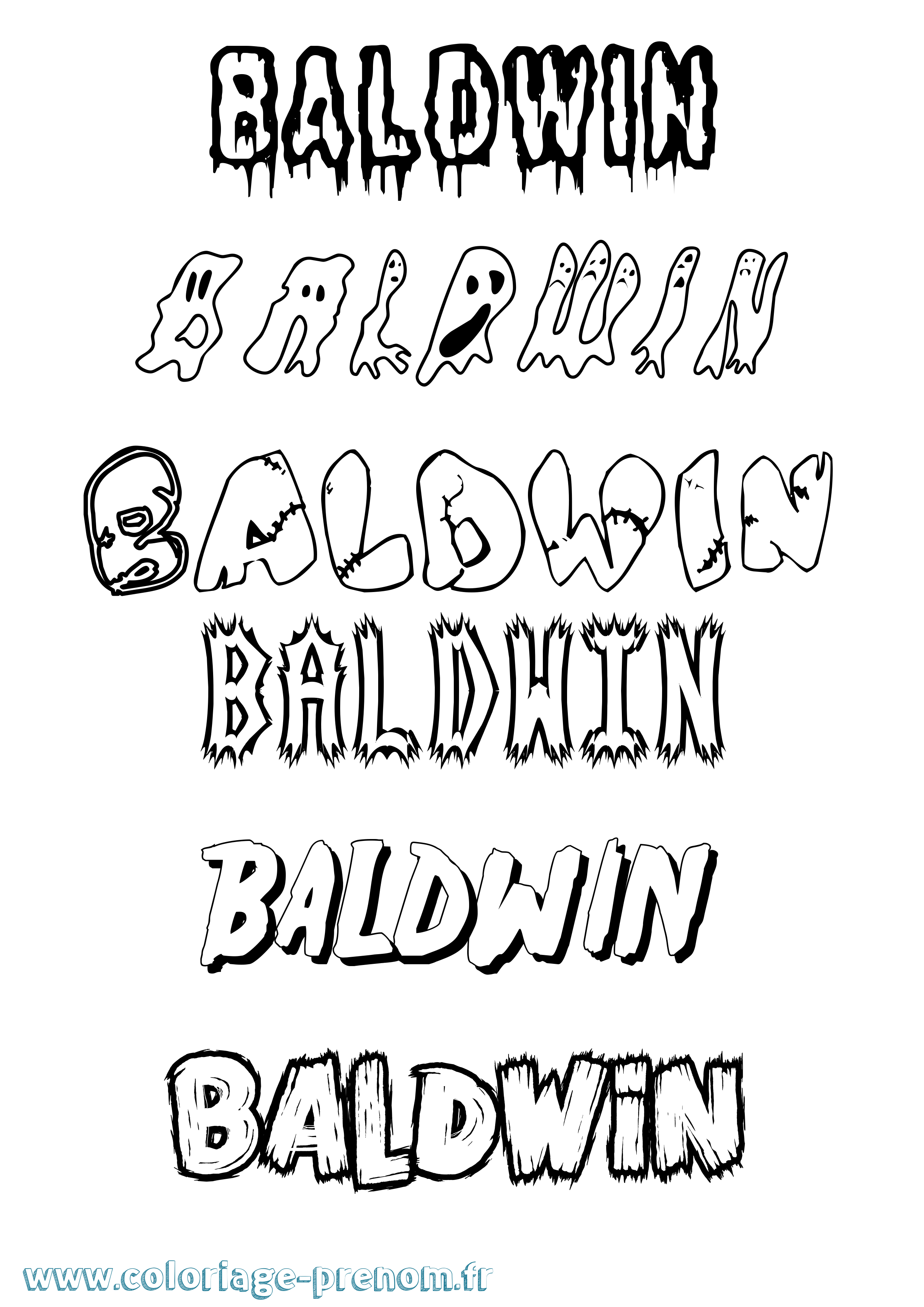 Coloriage Baldwin Frisson Coloriage prénom Baldwin Frisson