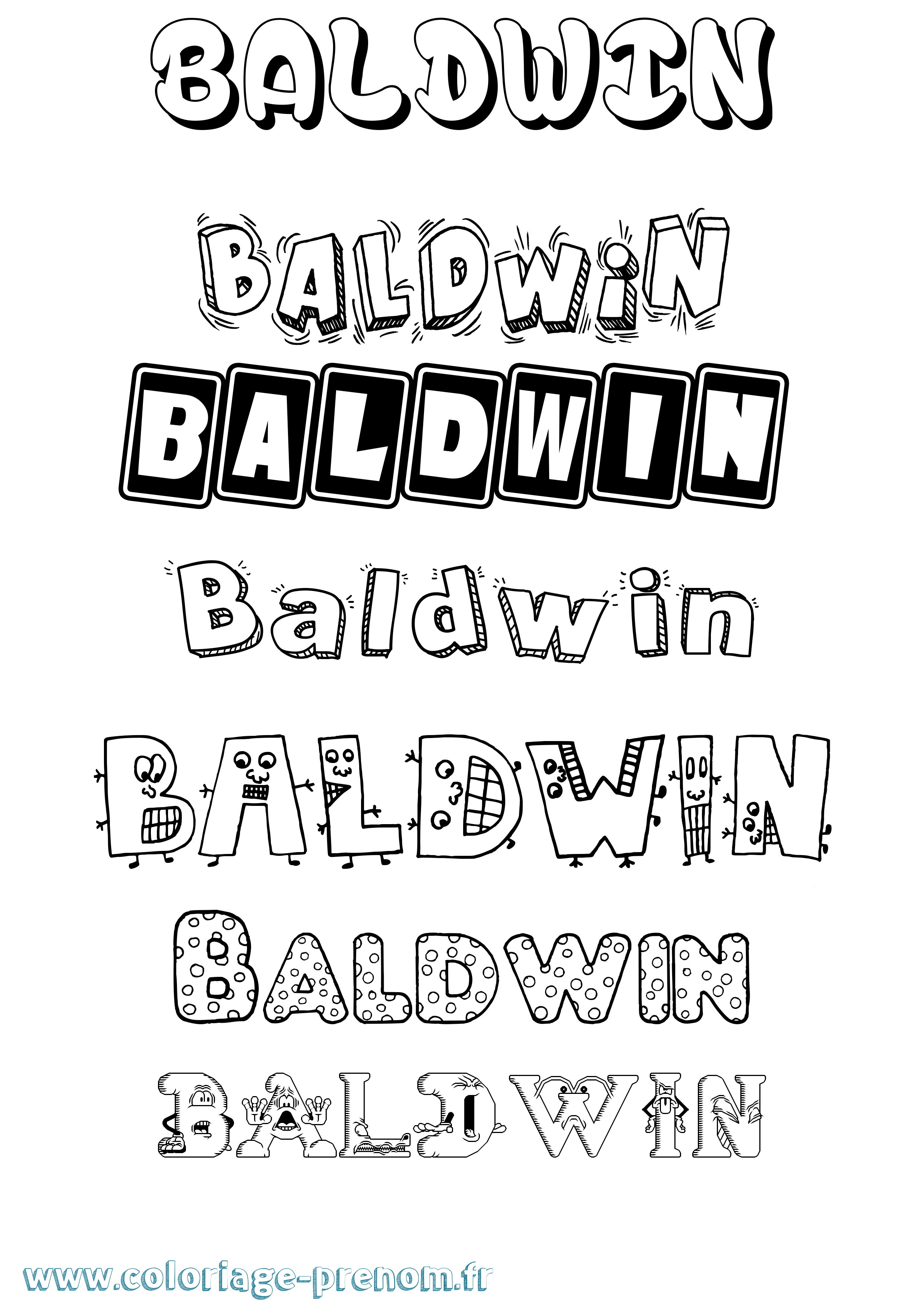 Coloriage Baldwin Fun Coloriage prénom Baldwin Fun