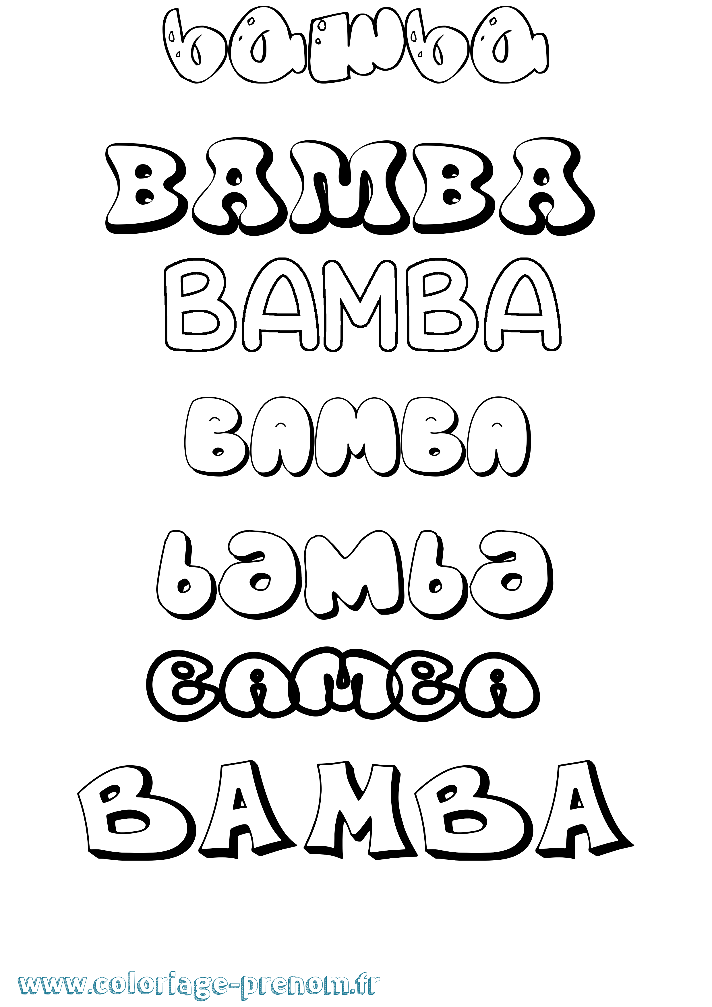Coloriage Bamba Bubble Coloriage prénom Bamba Bubble