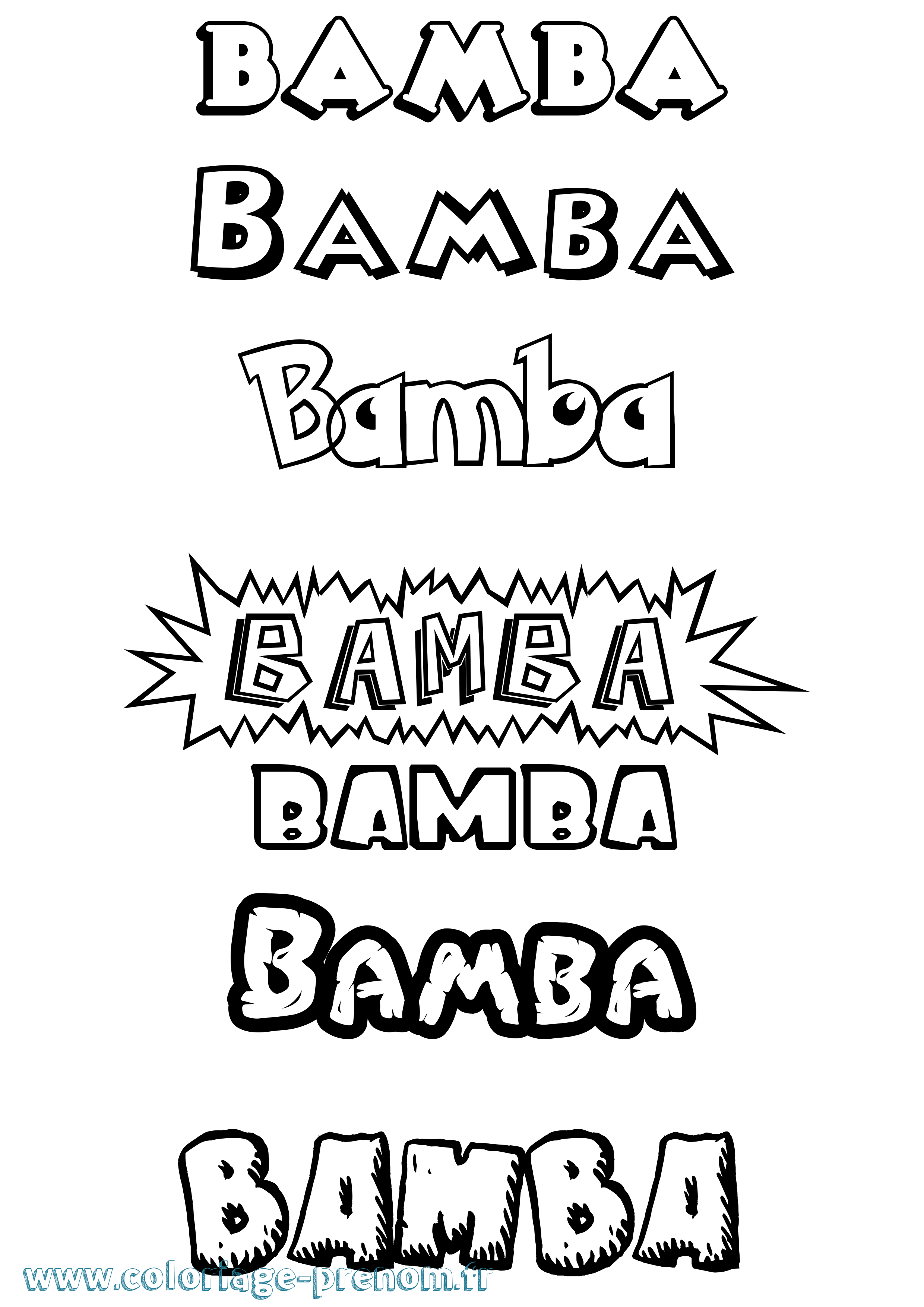 Coloriage Bamba Dessin Animé Coloriage prénom Bamba Dessin Animé