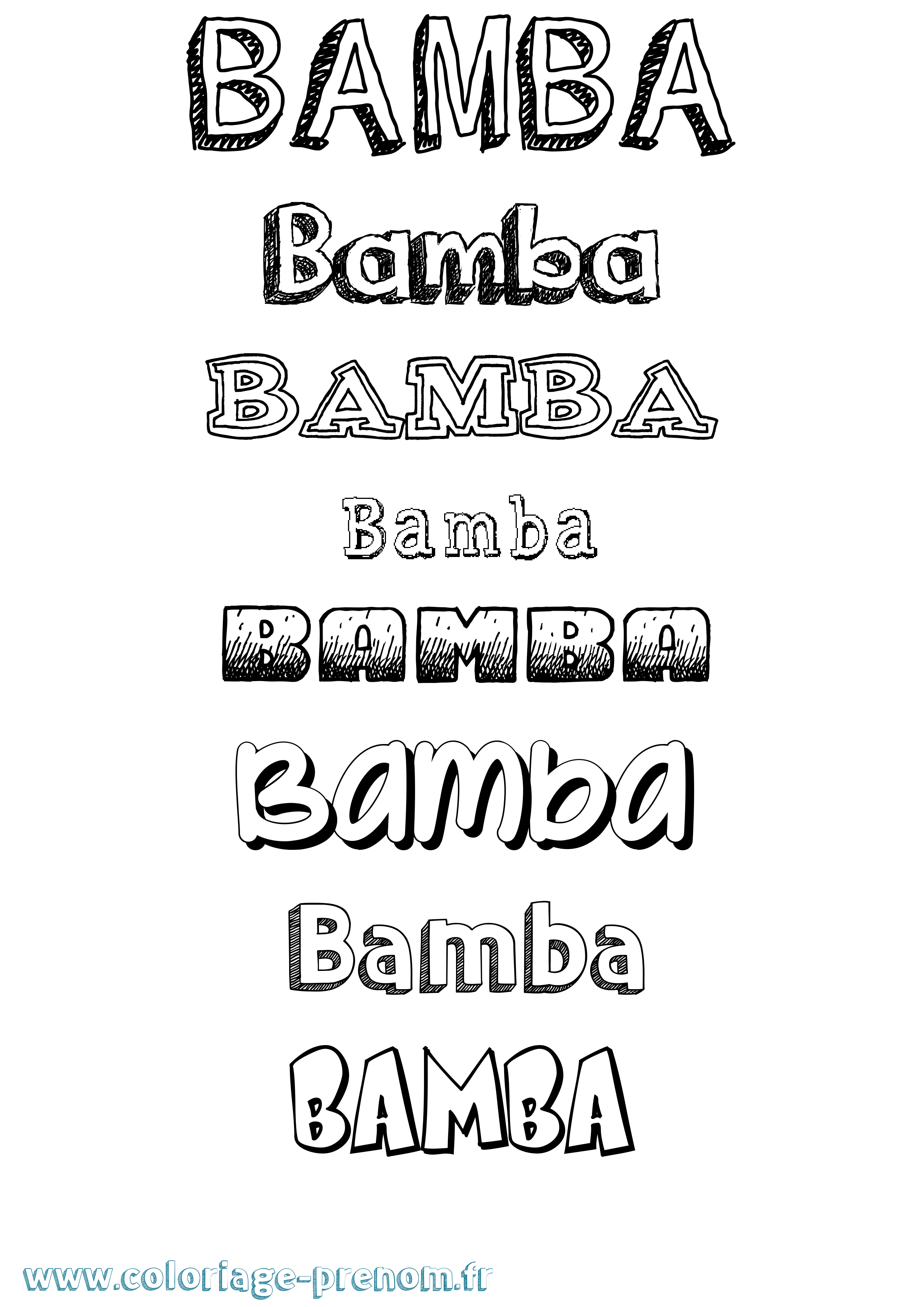 Coloriage Bamba Dessiné Coloriage prénom Bamba Dessiné