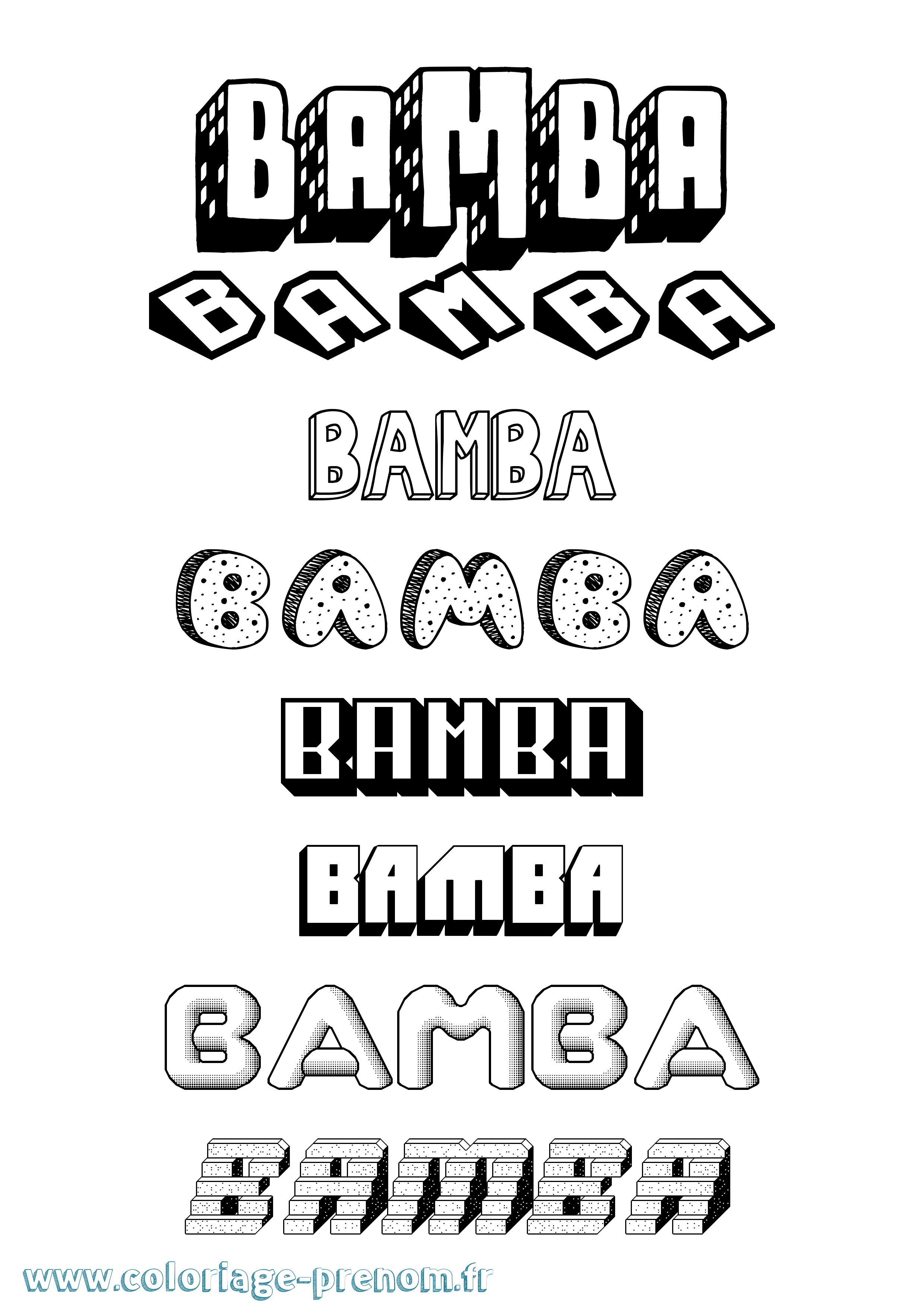 Coloriage Bamba Effet 3D Coloriage prénom Bamba Effet 3D