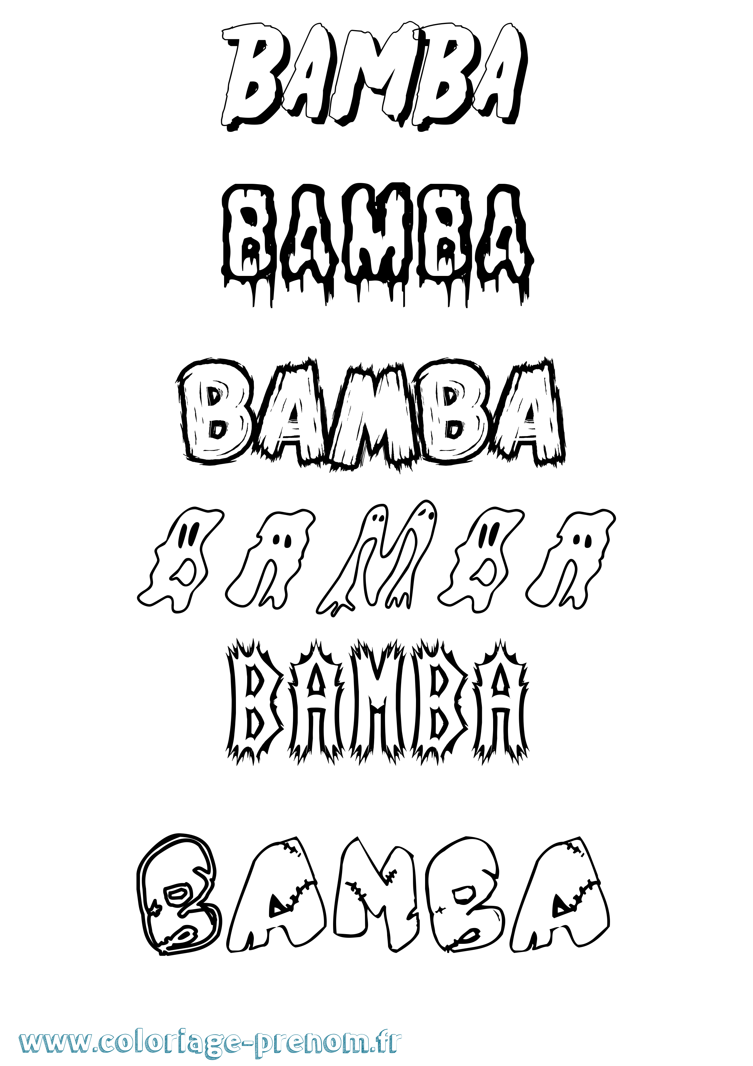 Coloriage Bamba Frisson Coloriage prénom Bamba Frisson