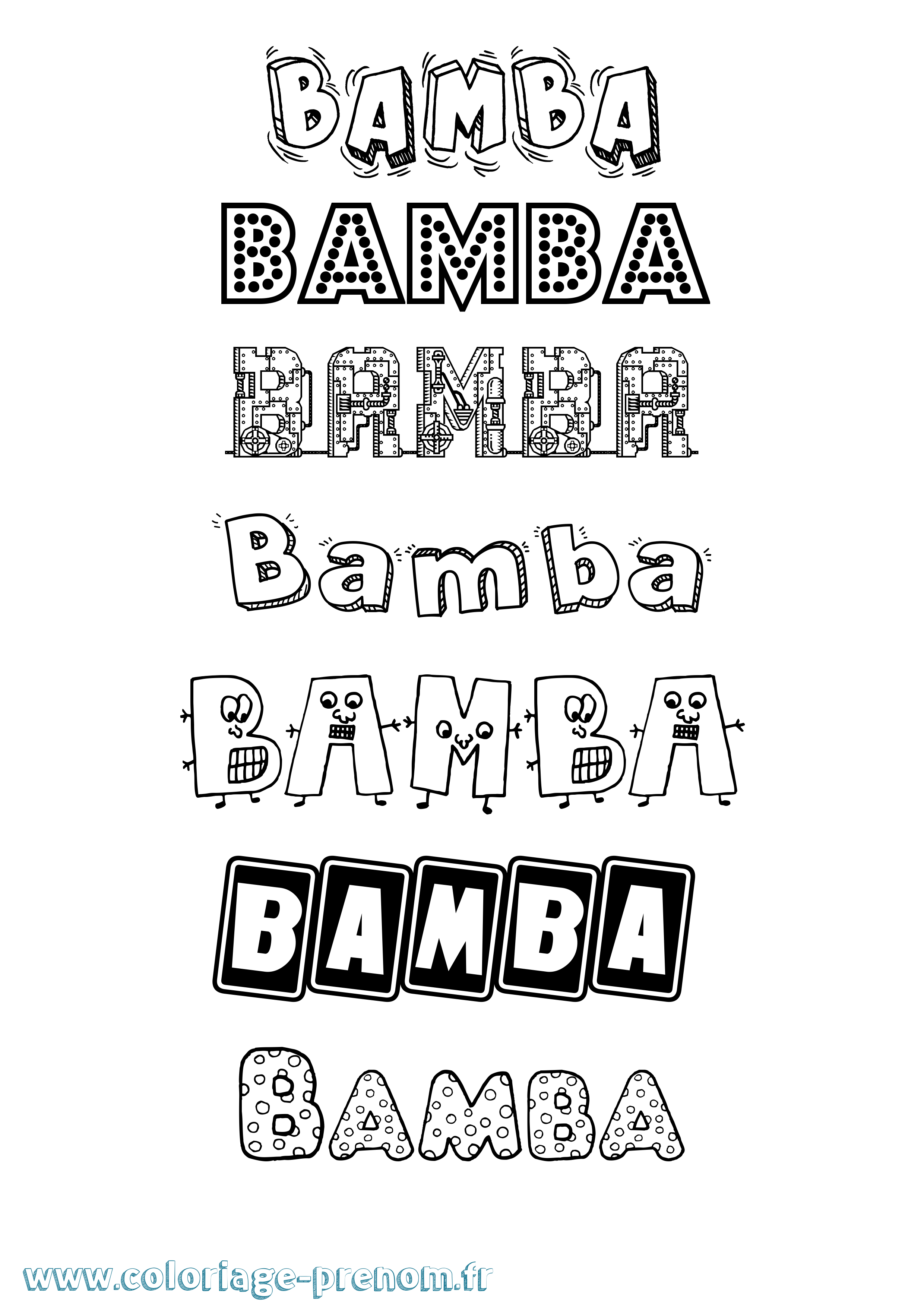 Coloriage Bamba Fun Coloriage prénom Bamba Fun