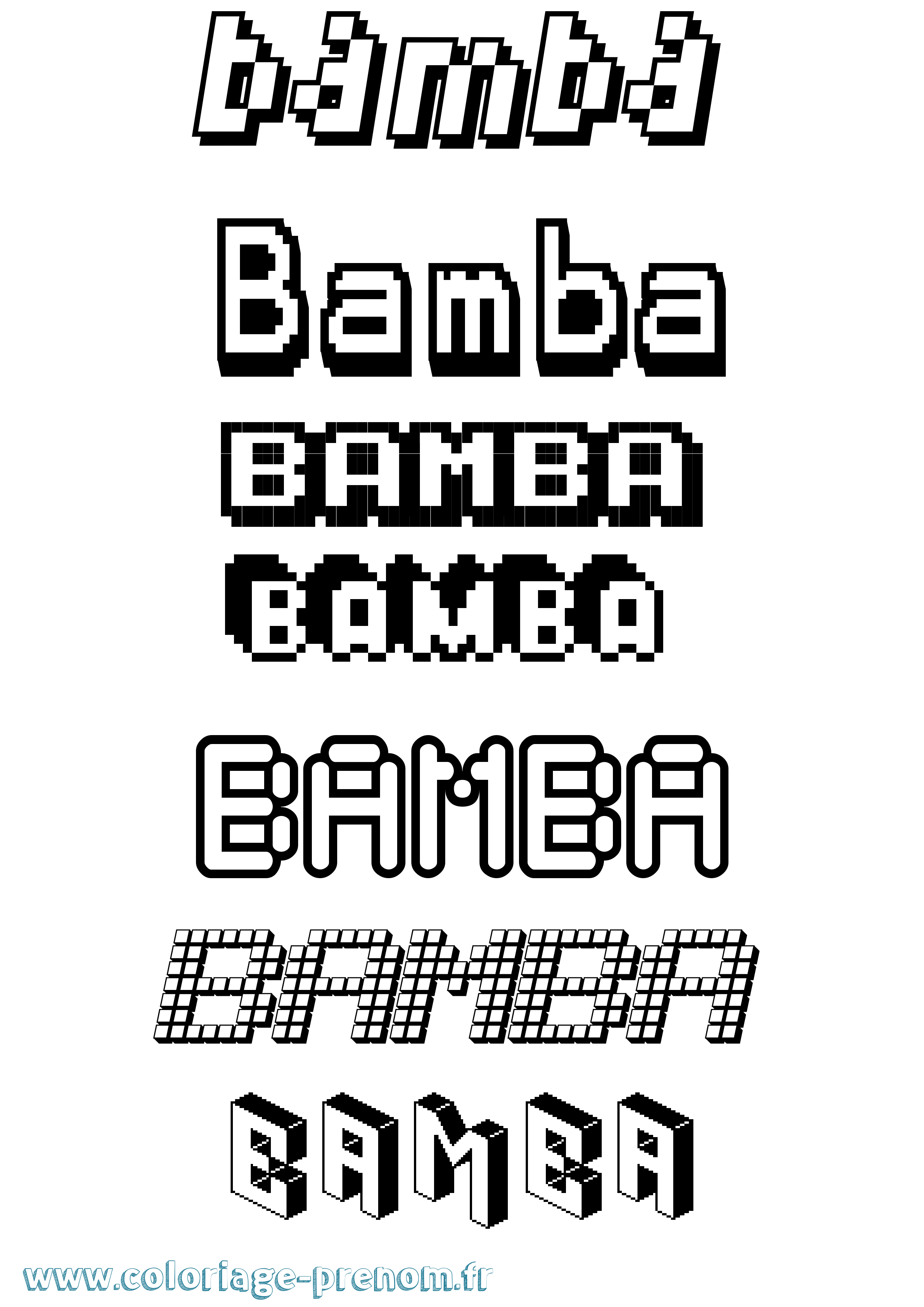 Coloriage Bamba Pixel Coloriage prénom Bamba Pixel