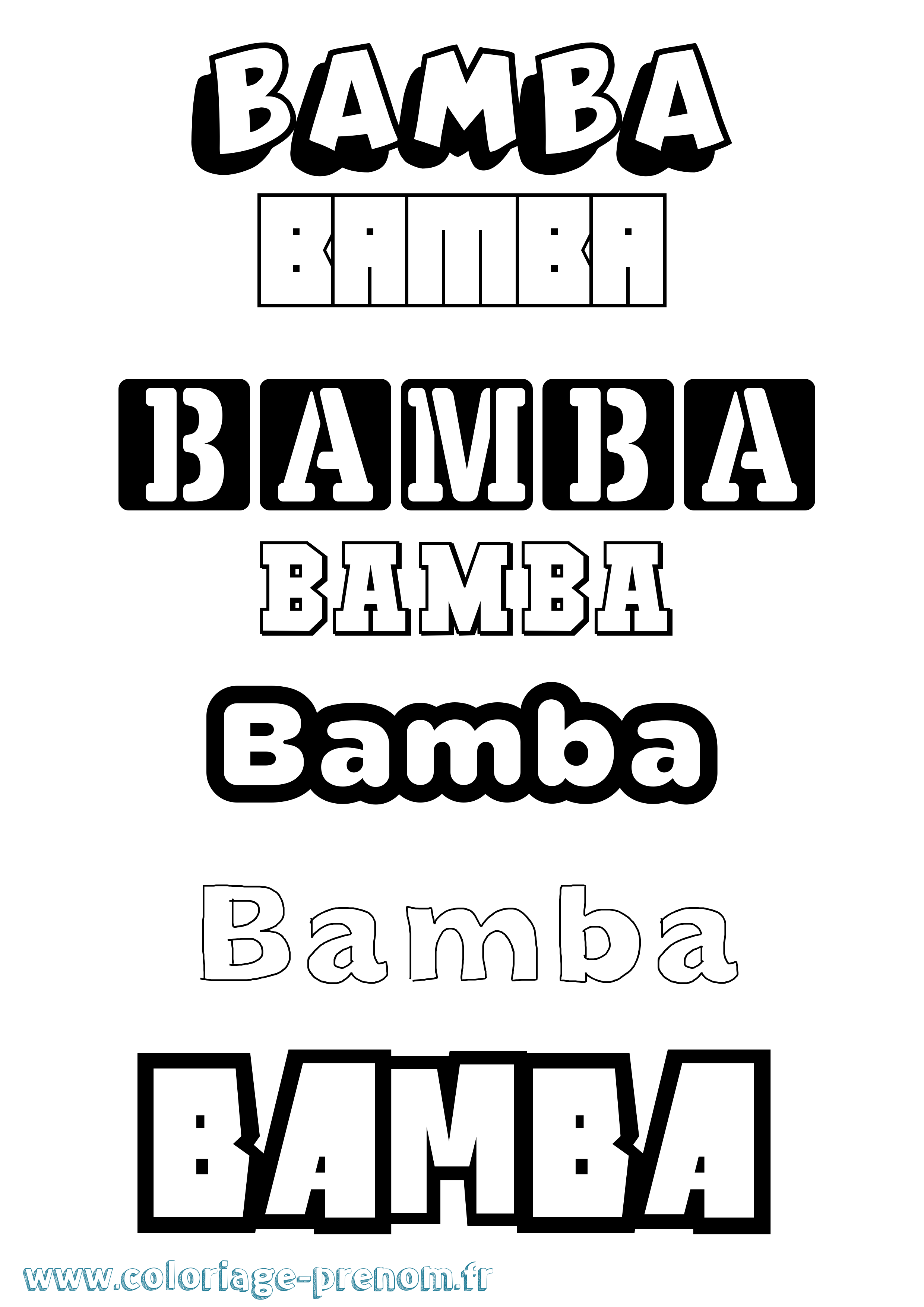Coloriage Bamba Simple Coloriage prénom Bamba Simple