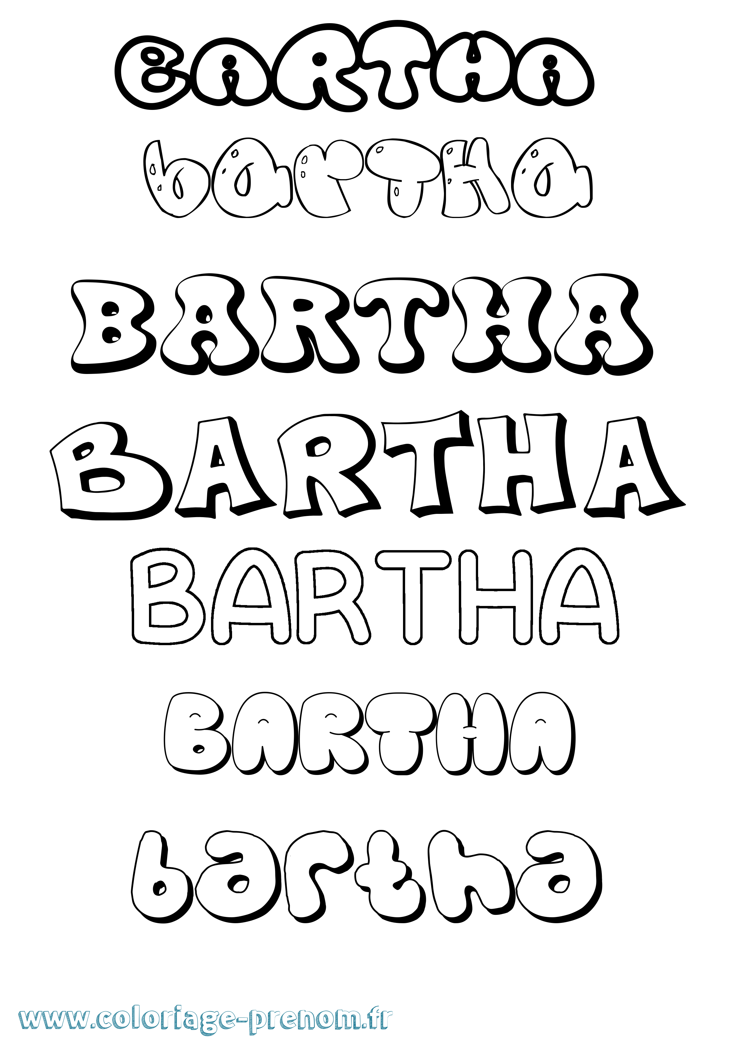 Coloriage Bartha Bubble Coloriage prénom Bartha Bubble