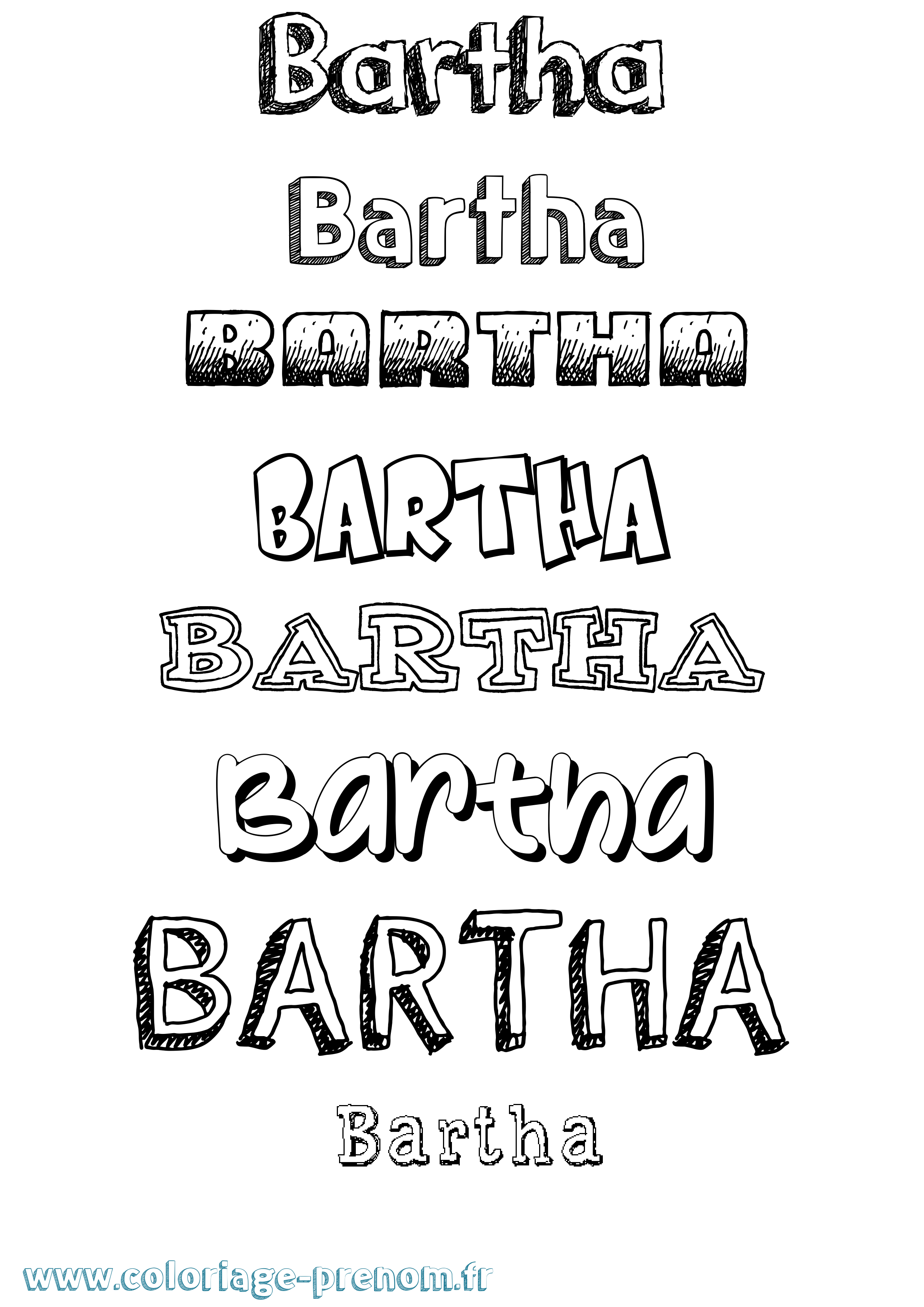 Coloriage Bartha Dessiné Coloriage prénom Bartha Dessiné