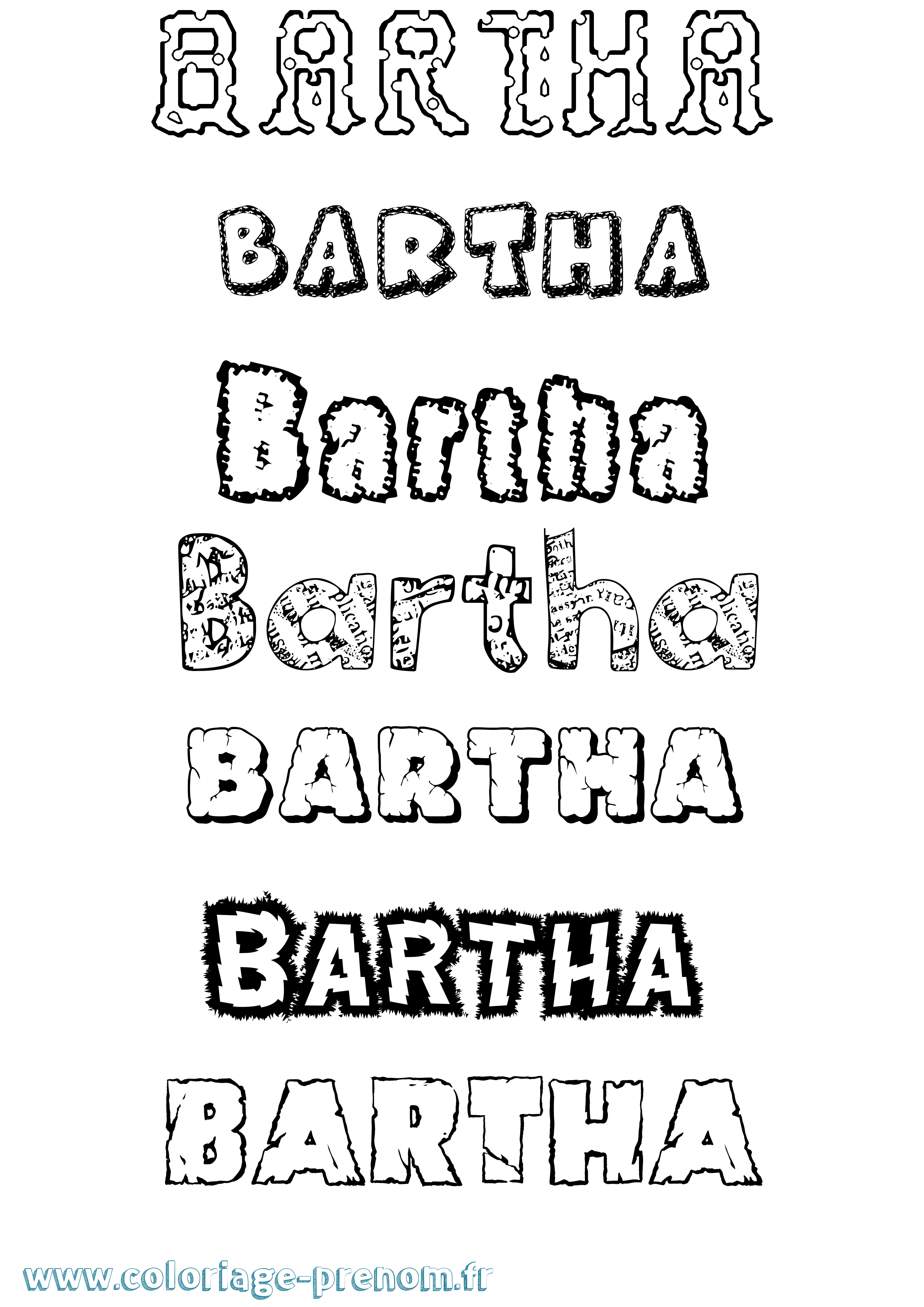 Coloriage Bartha Destructuré Coloriage prénom Bartha Destructuré