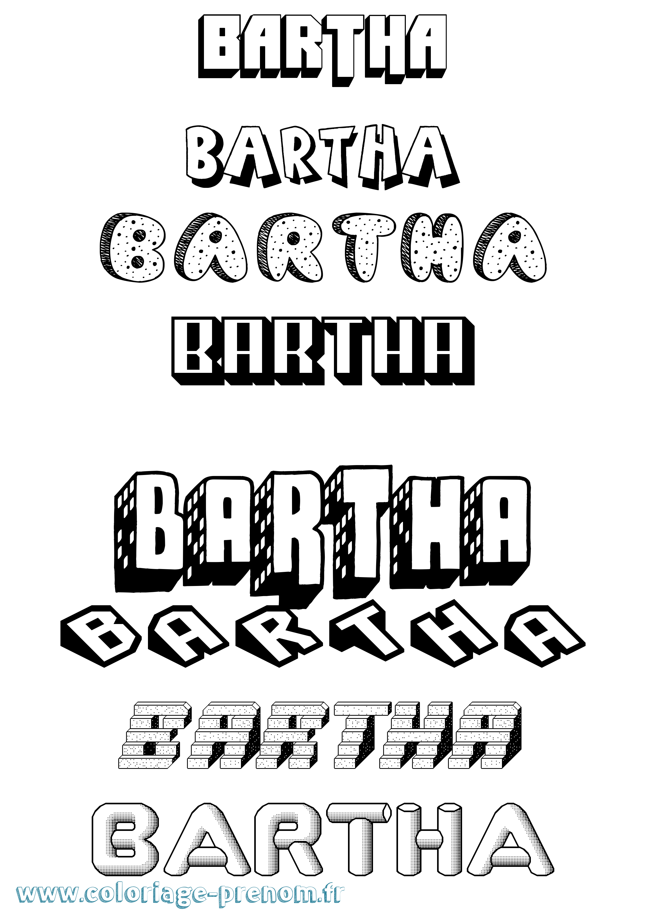 Coloriage Bartha Effet 3D Coloriage prénom Bartha Effet 3D
