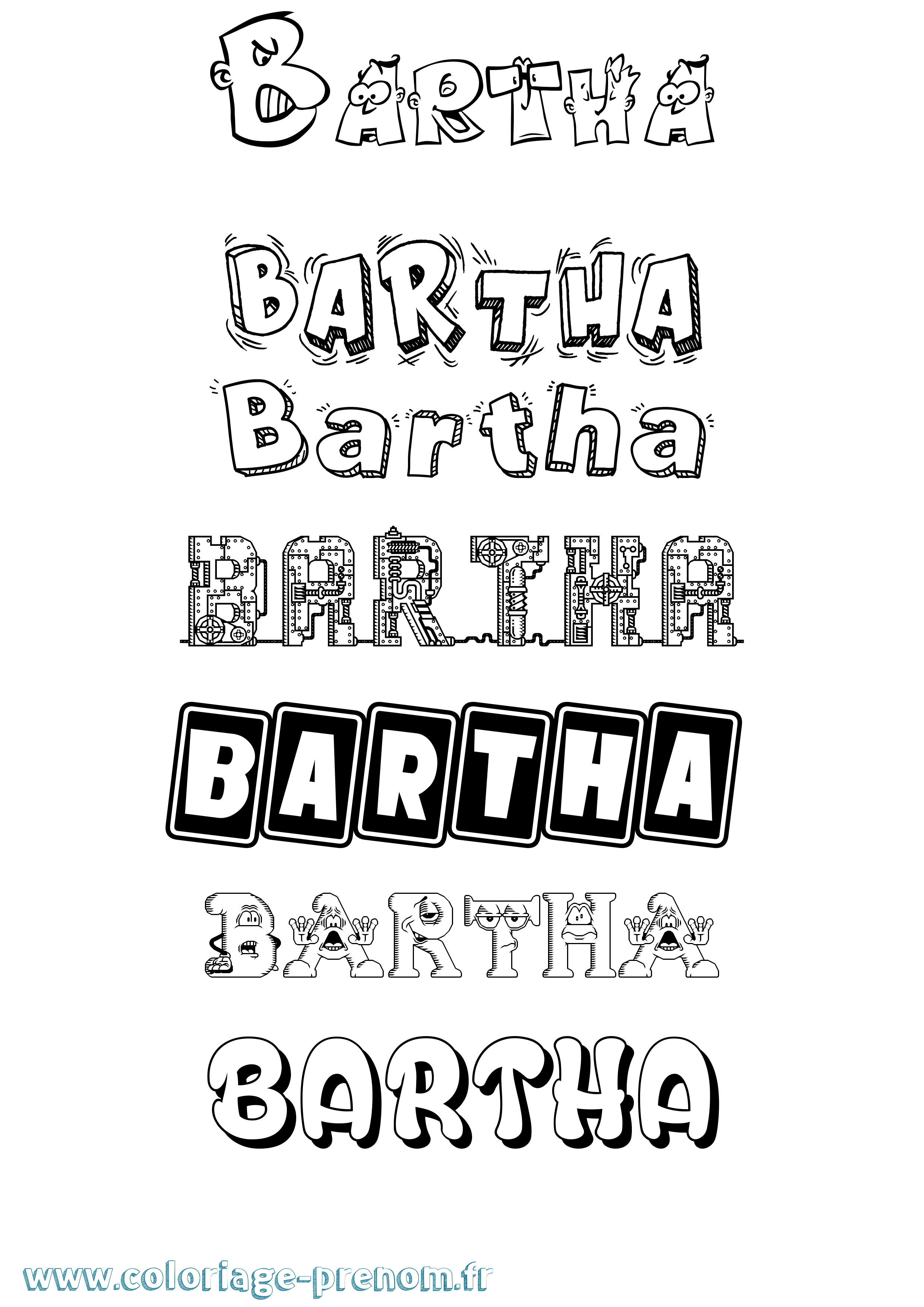Coloriage Bartha Fun Coloriage prénom Bartha Fun