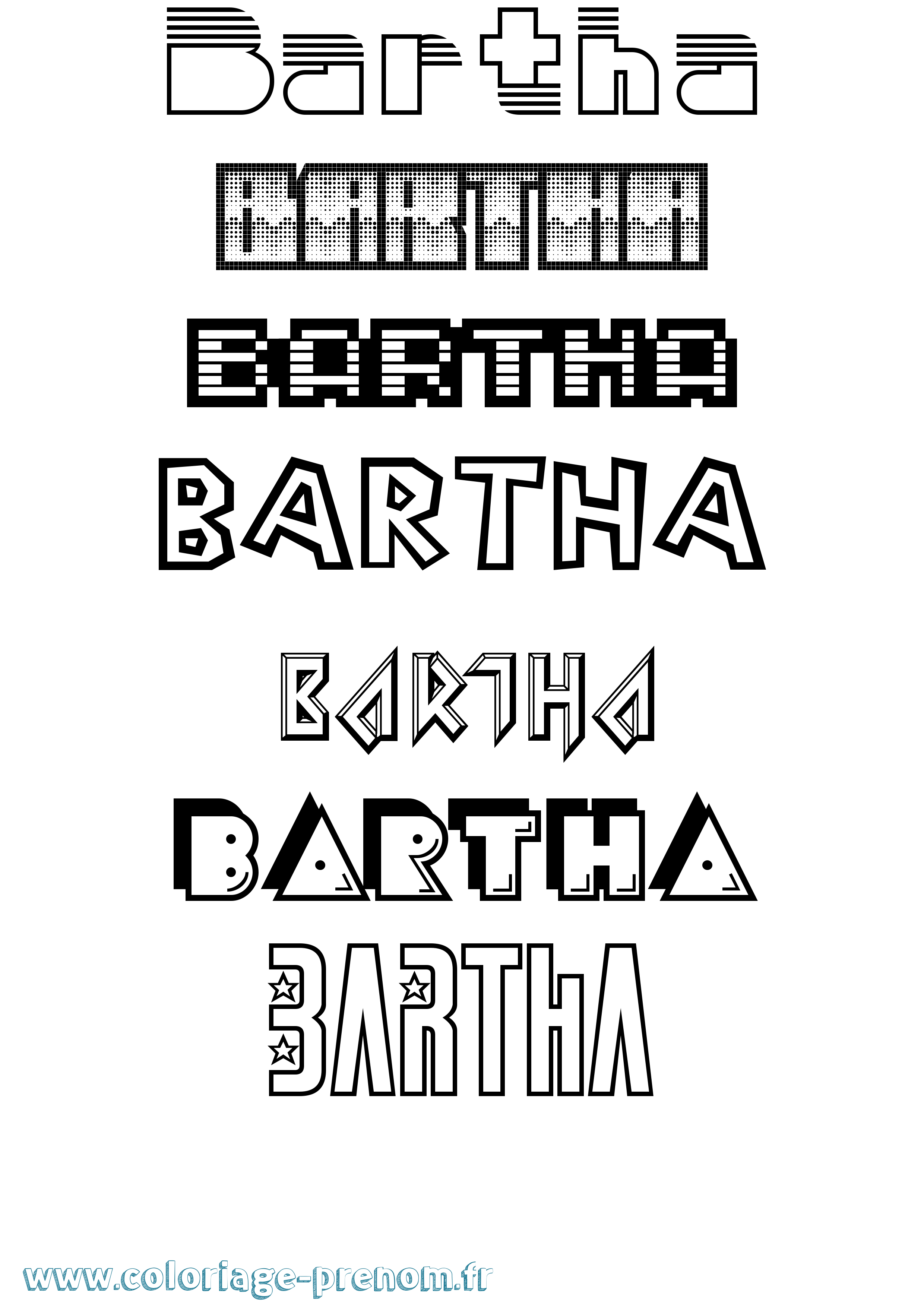 Coloriage Bartha Jeux Vidéos Coloriage prénom Bartha Jeux Vidéos