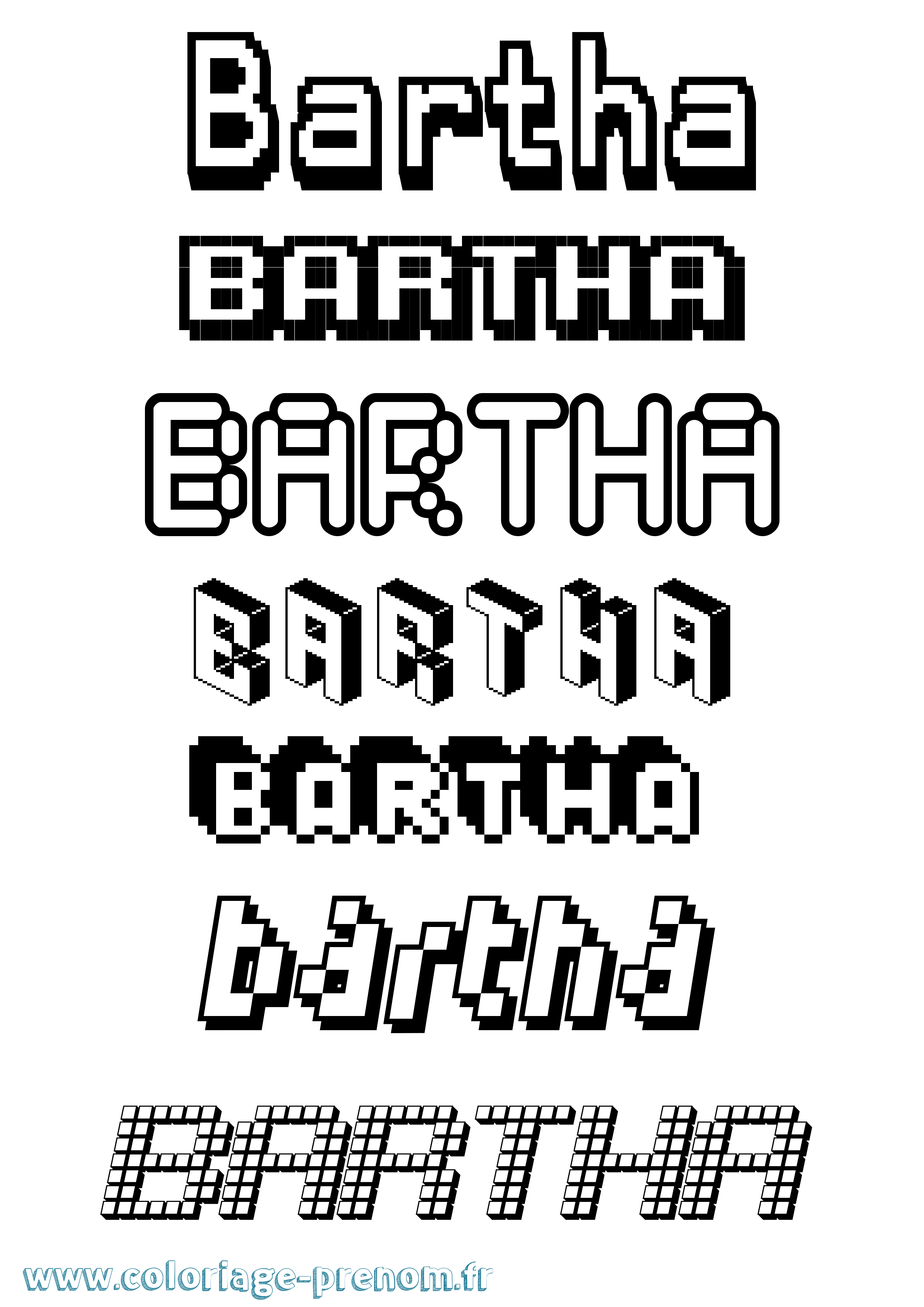 Coloriage Bartha Pixel Coloriage prénom Bartha Pixel