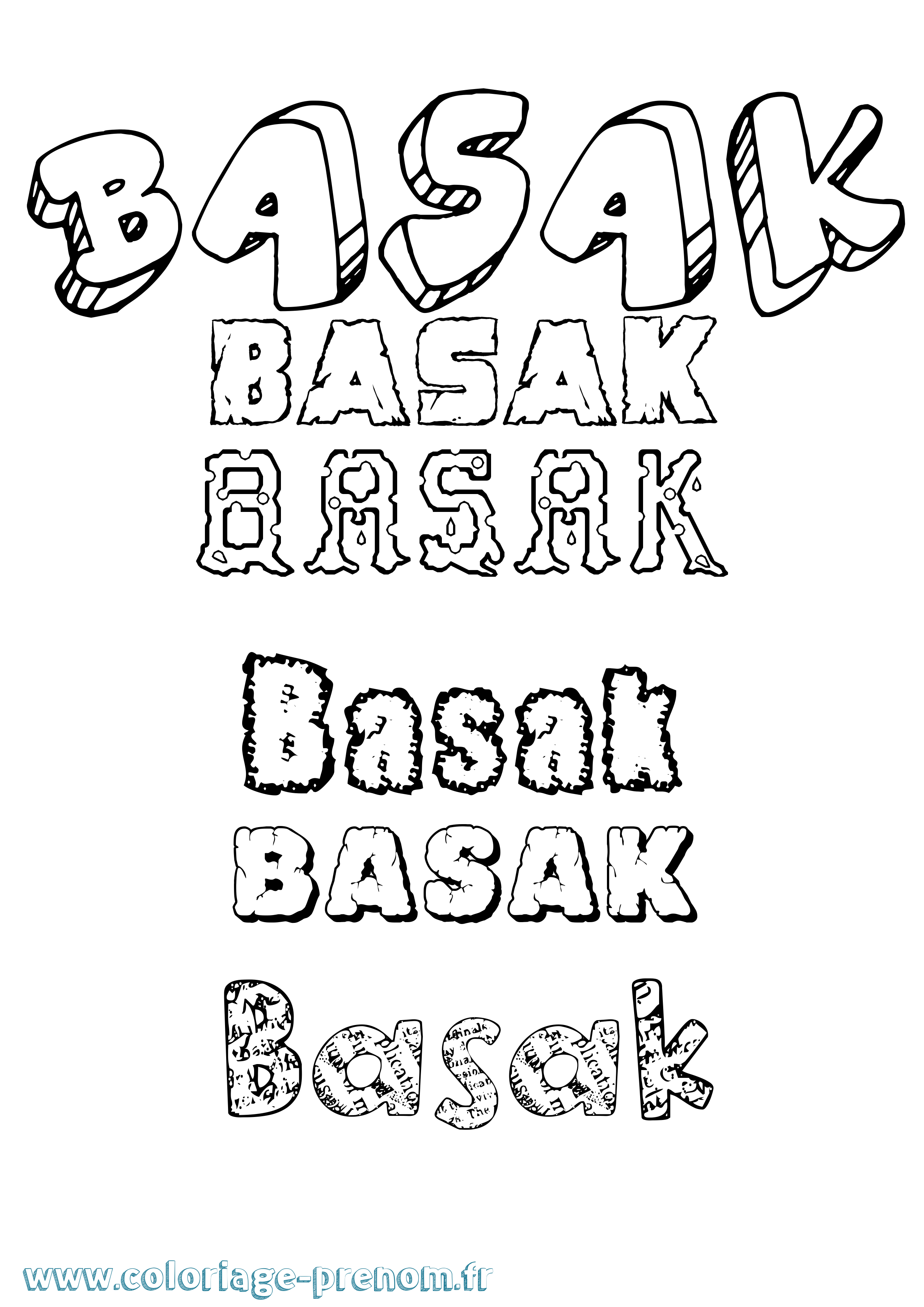 Coloriage Basak Destructuré Coloriage prénom Basak Destructuré