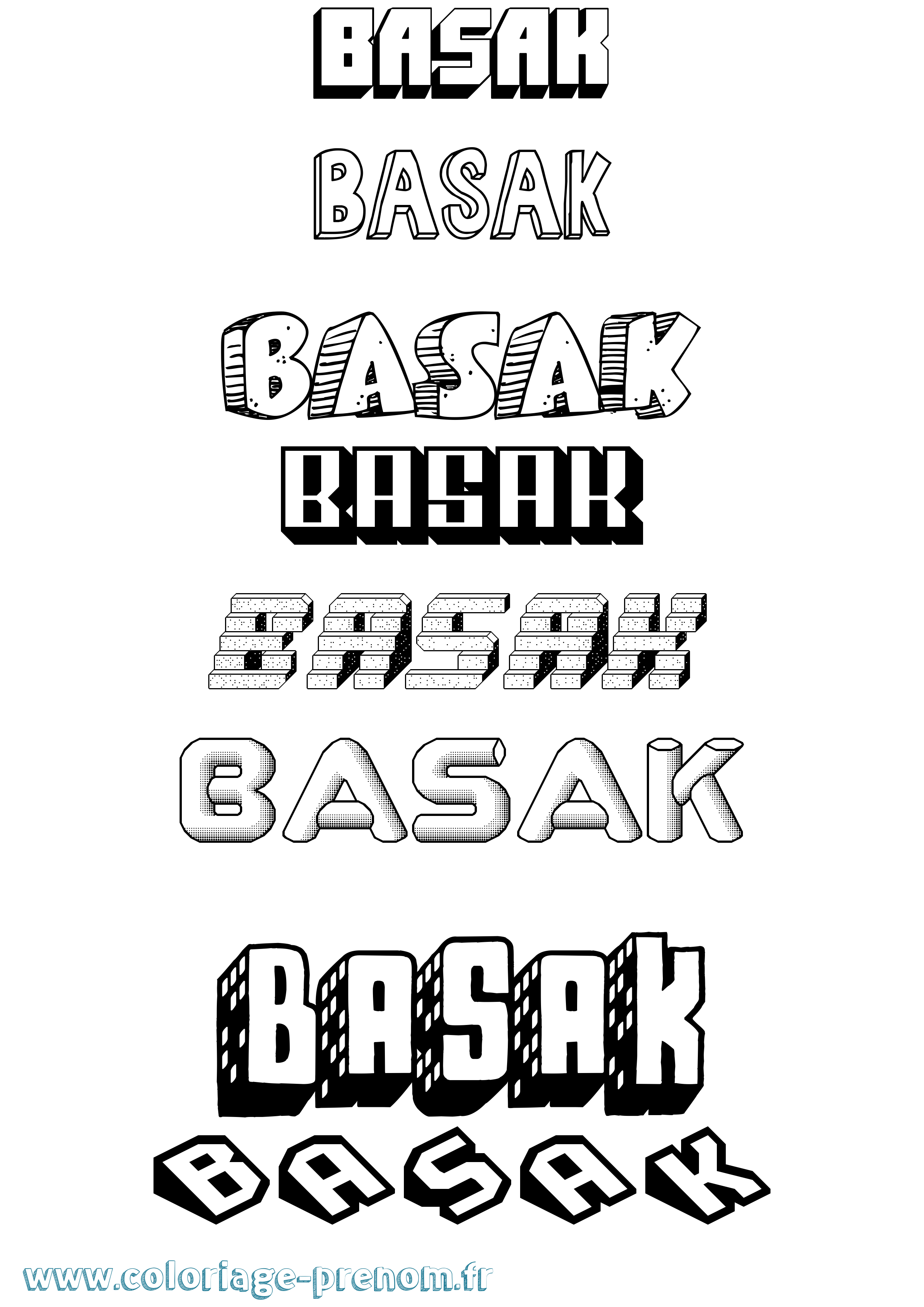 Coloriage Basak Effet 3D Coloriage prénom Basak Effet 3D