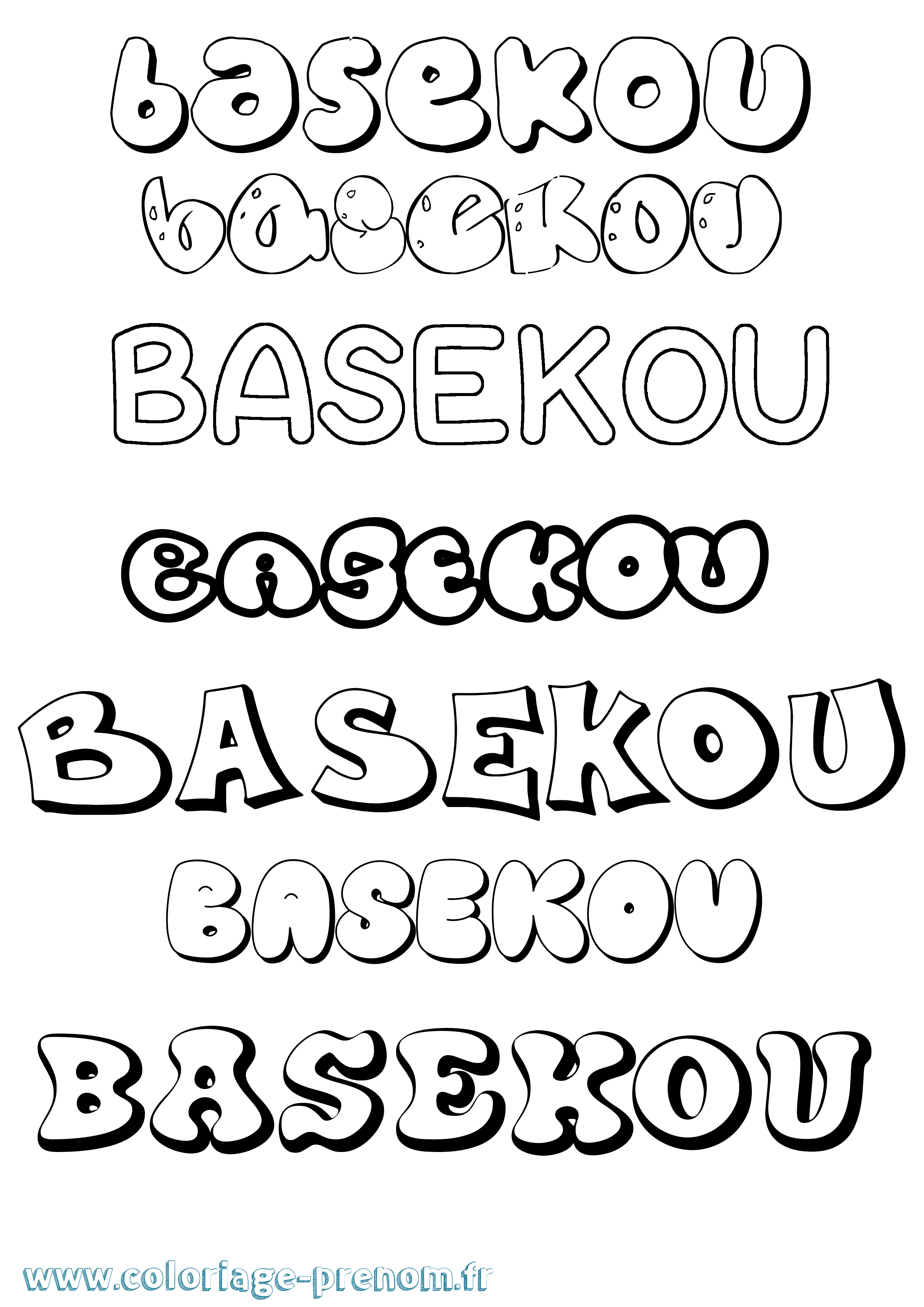 Coloriage Basekou Bubble Coloriage prénom Basekou Bubble
