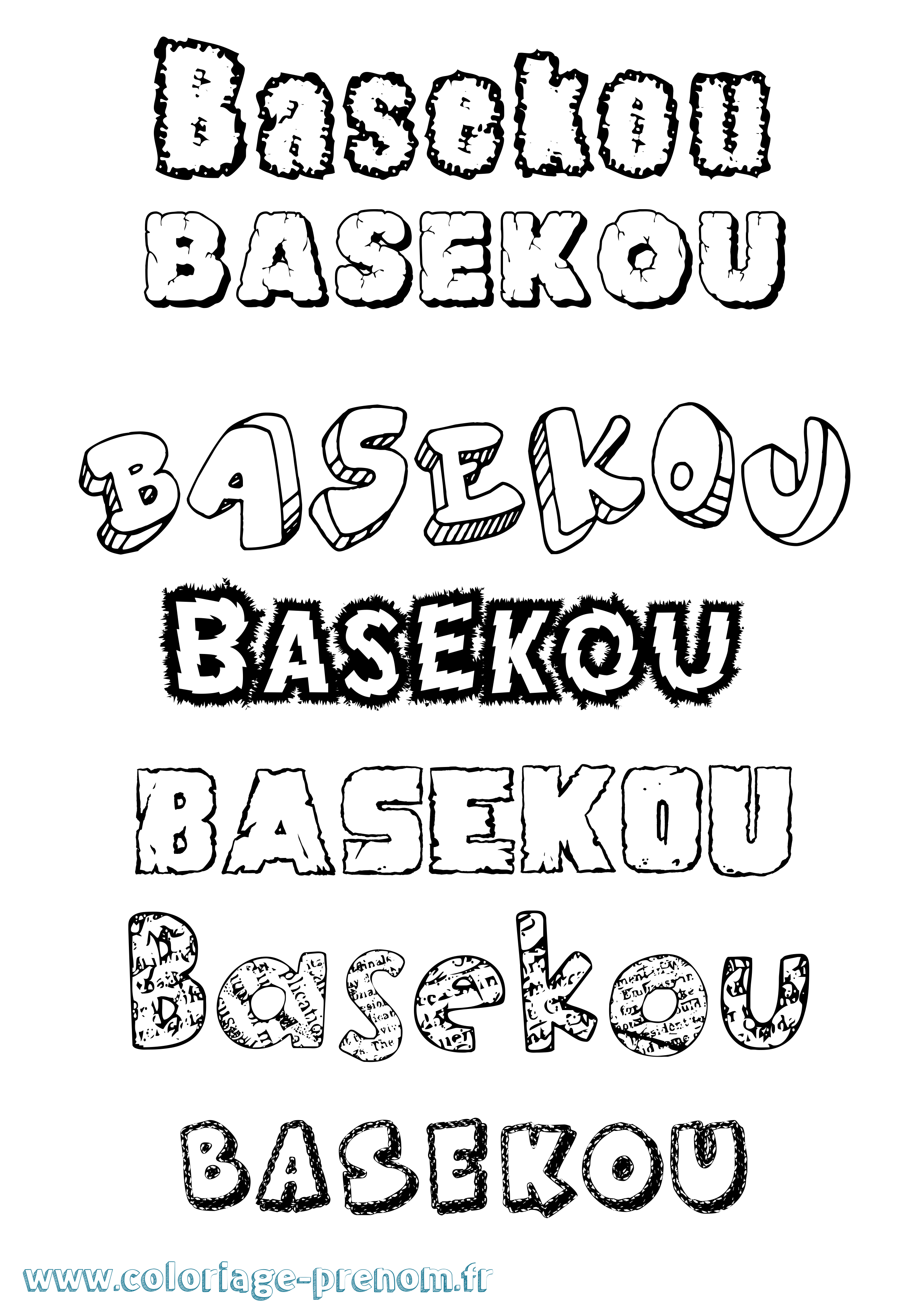 Coloriage Basekou Destructuré Coloriage prénom Basekou Destructuré
