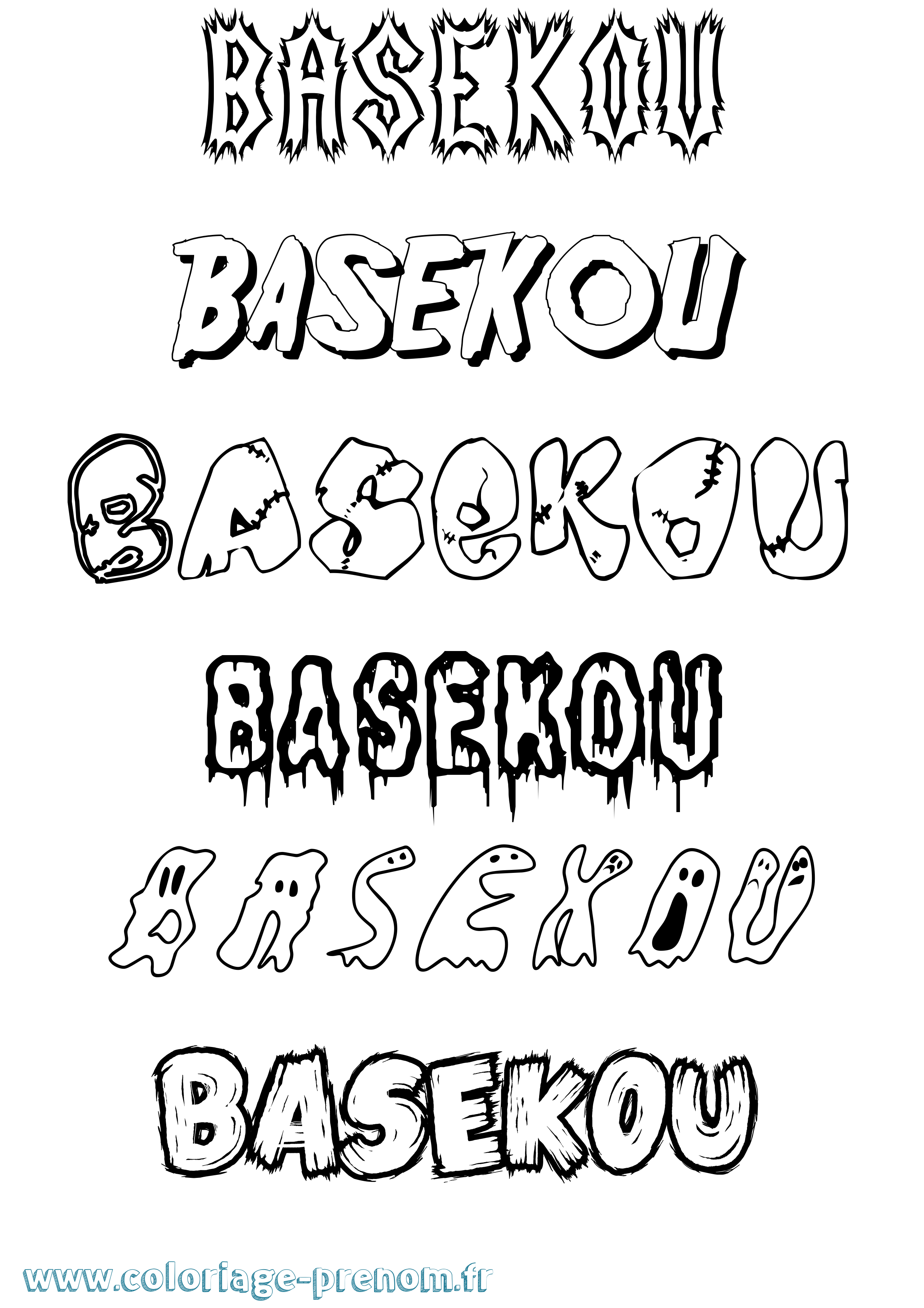 Coloriage Basekou Frisson Coloriage prénom Basekou Frisson