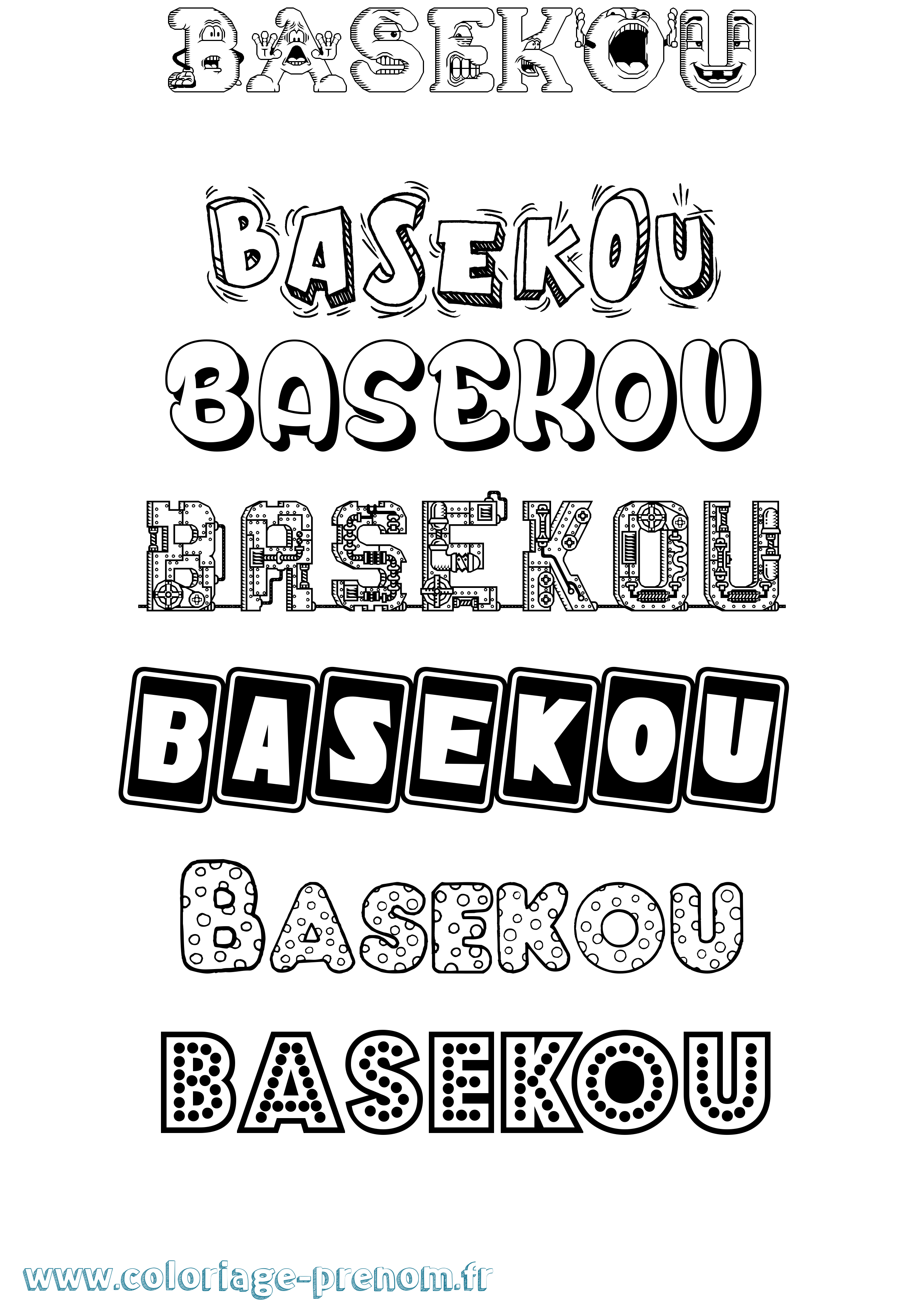Coloriage Basekou Fun Coloriage prénom Basekou Fun