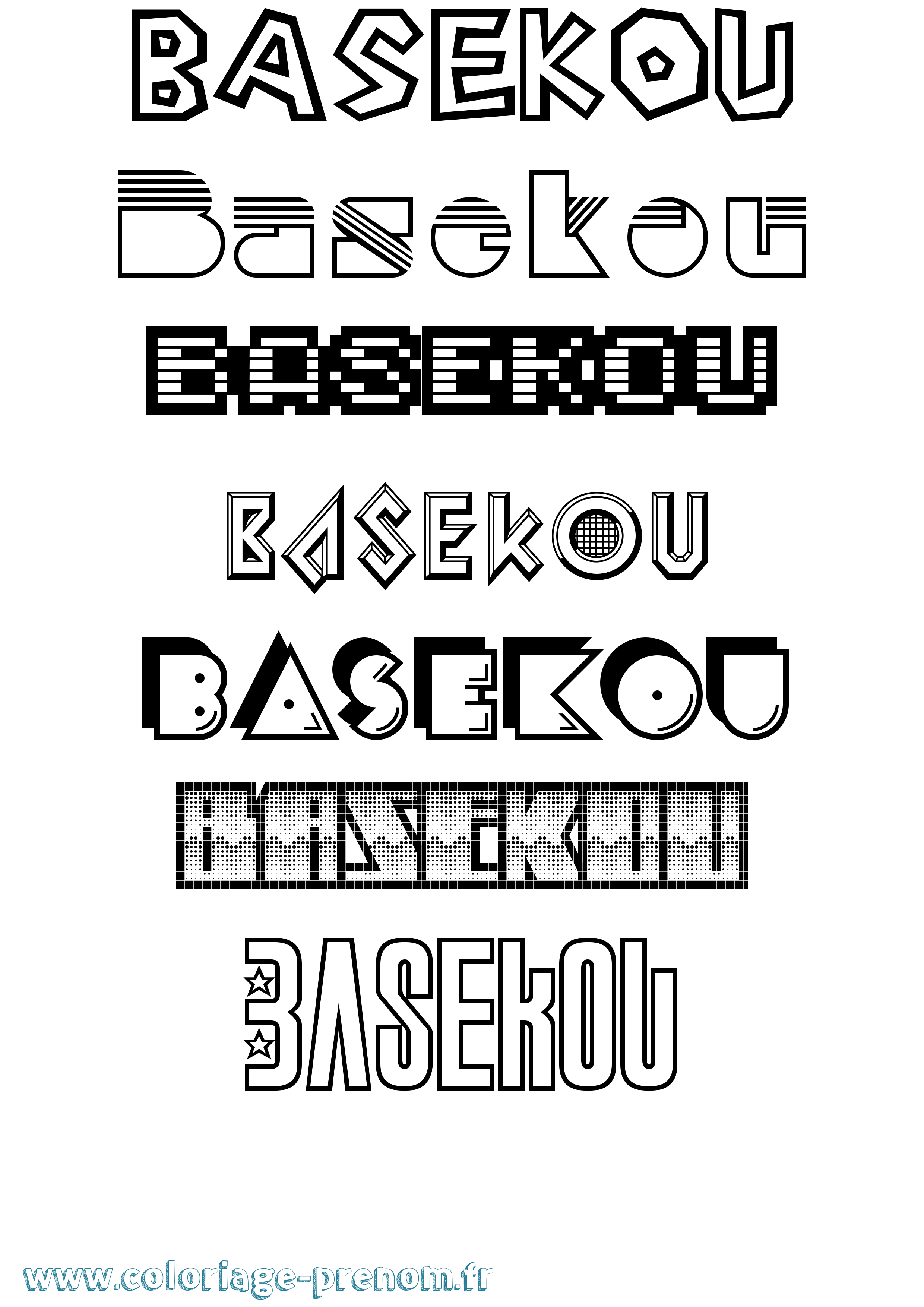 Coloriage Basekou Jeux Vidéos Coloriage prénom Basekou Jeux Vidéos