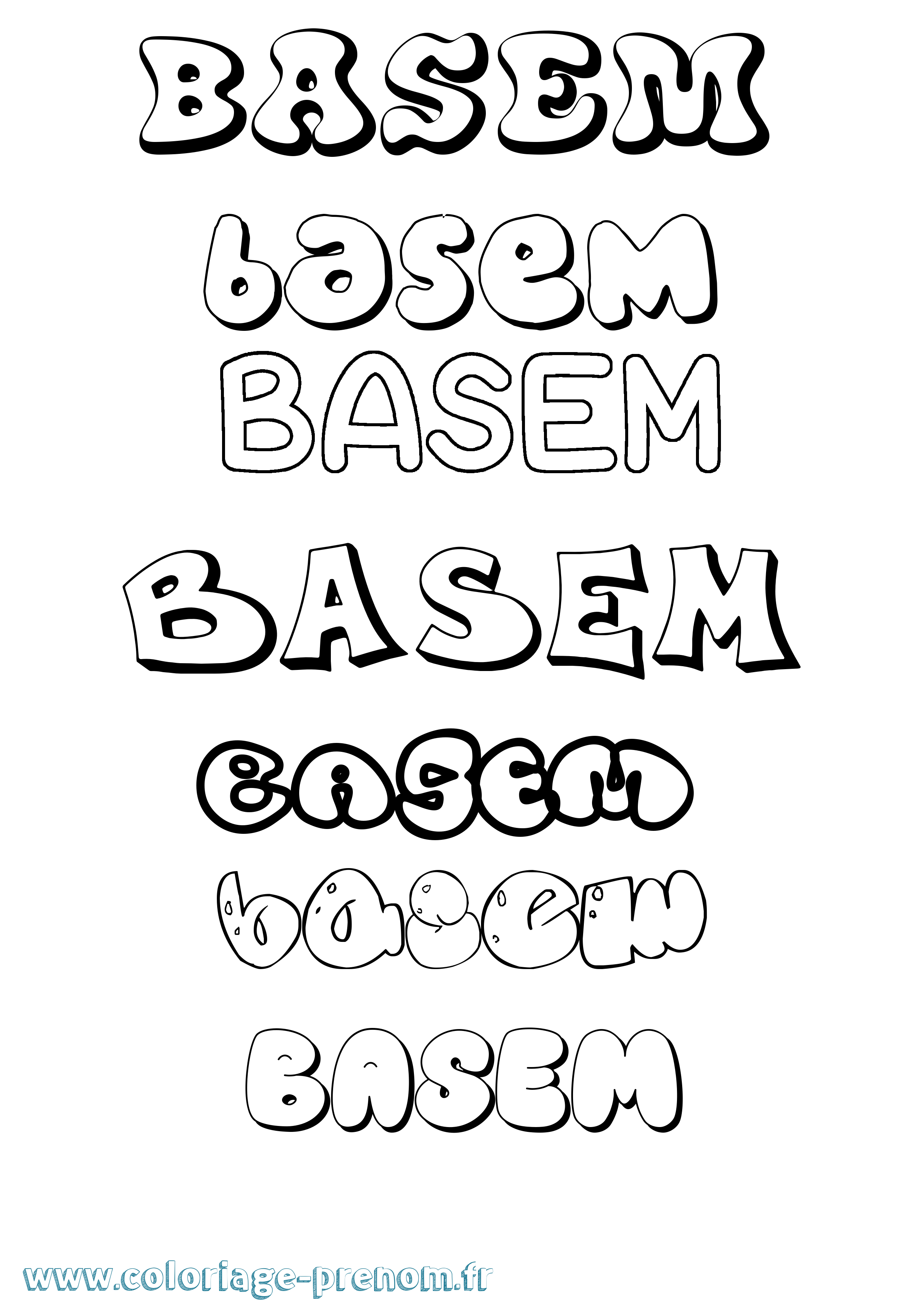 Coloriage Basem Bubble Coloriage prénom Basem Bubble