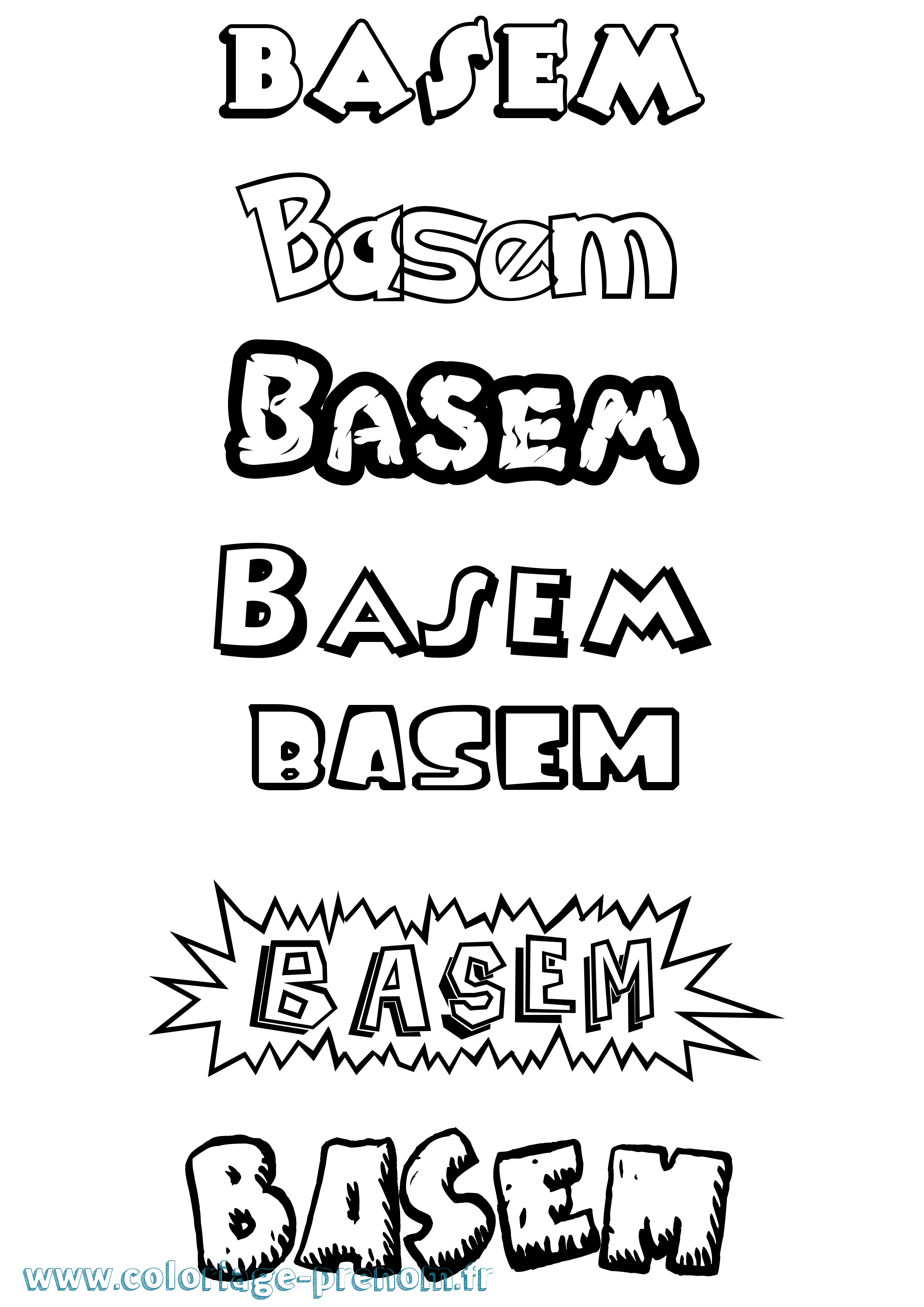 Coloriage Basem Dessin Animé Coloriage prénom Basem Dessin Animé