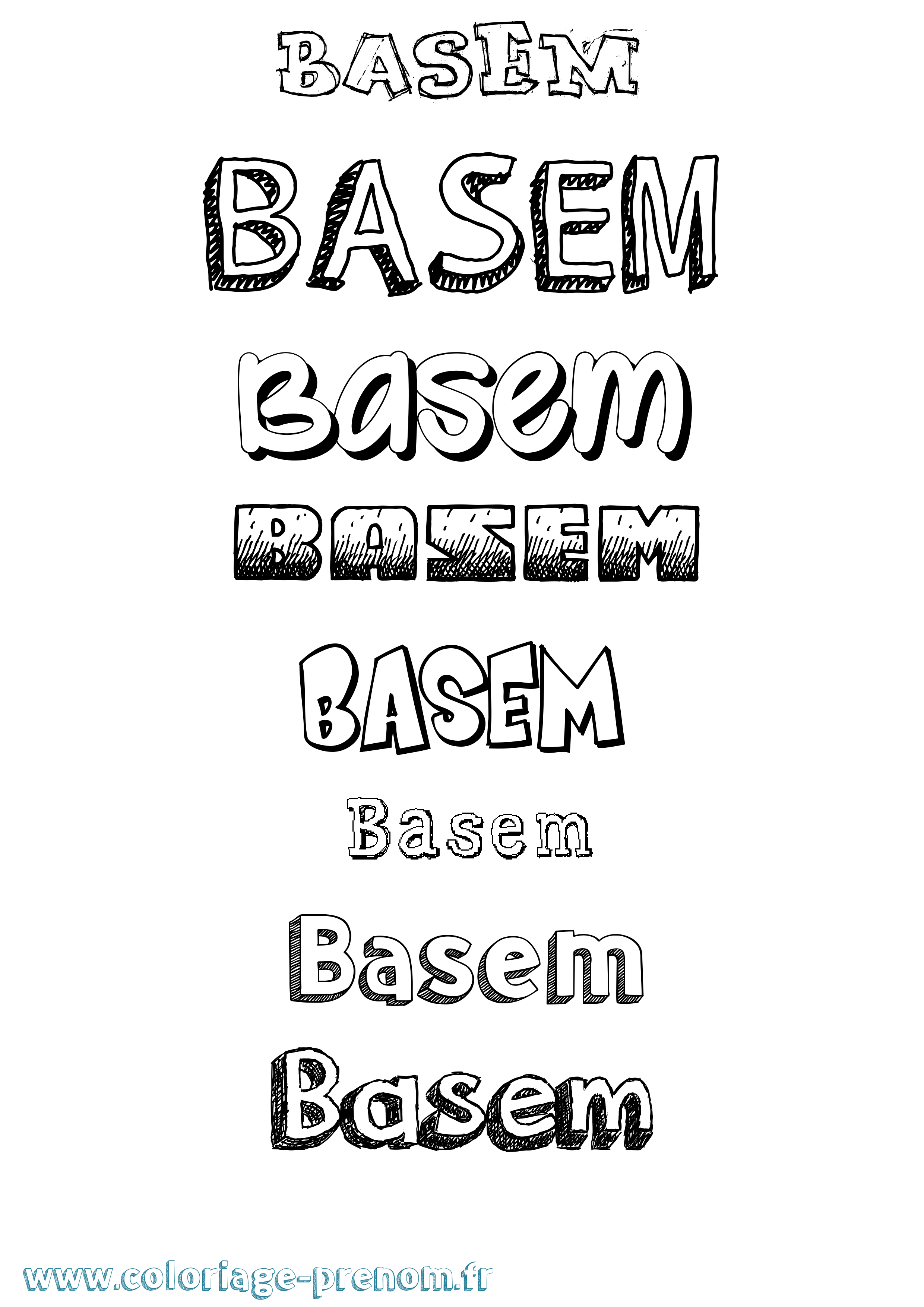 Coloriage Basem Dessiné Coloriage prénom Basem Dessiné