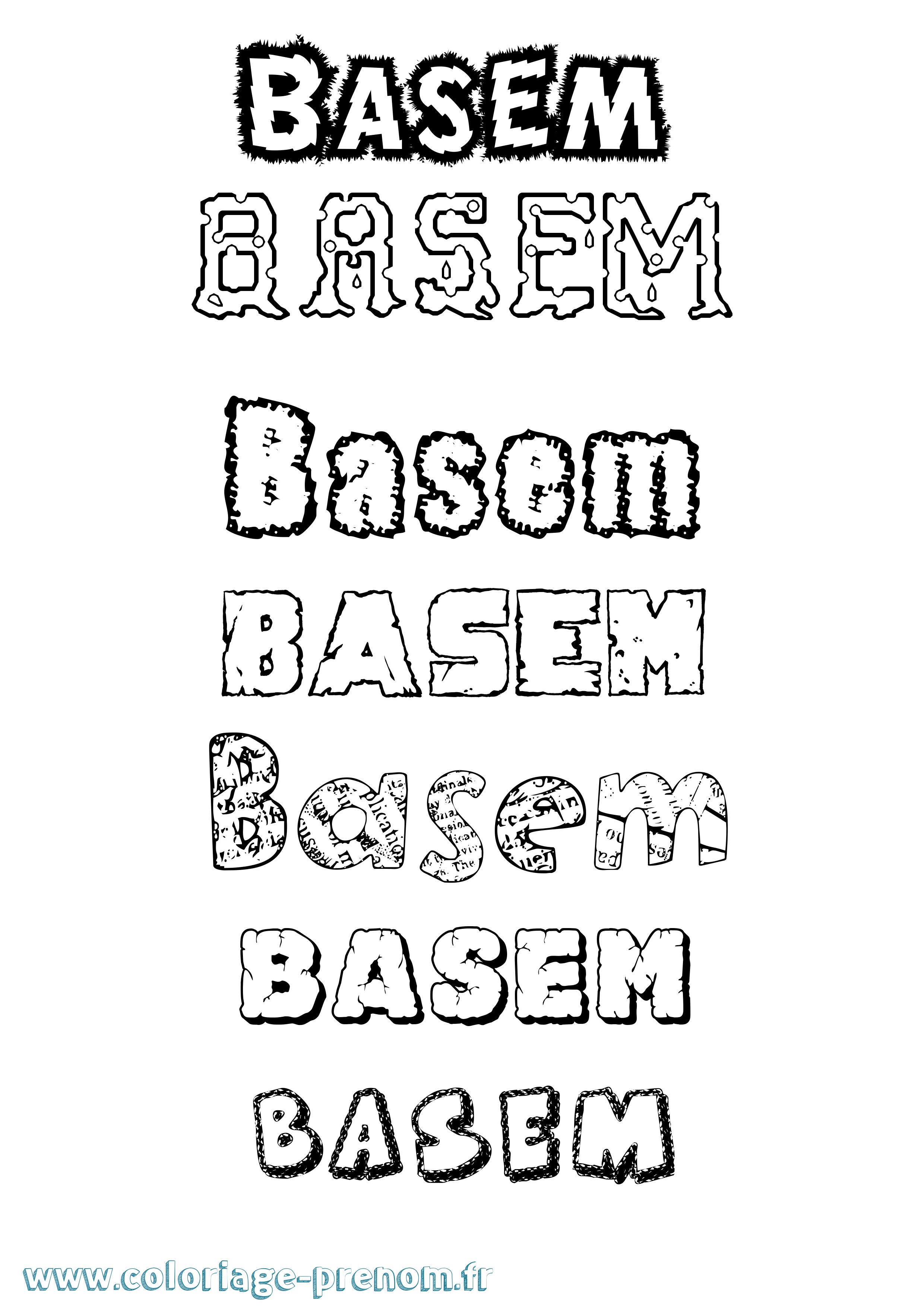Coloriage Basem Destructuré Coloriage prénom Basem Destructuré