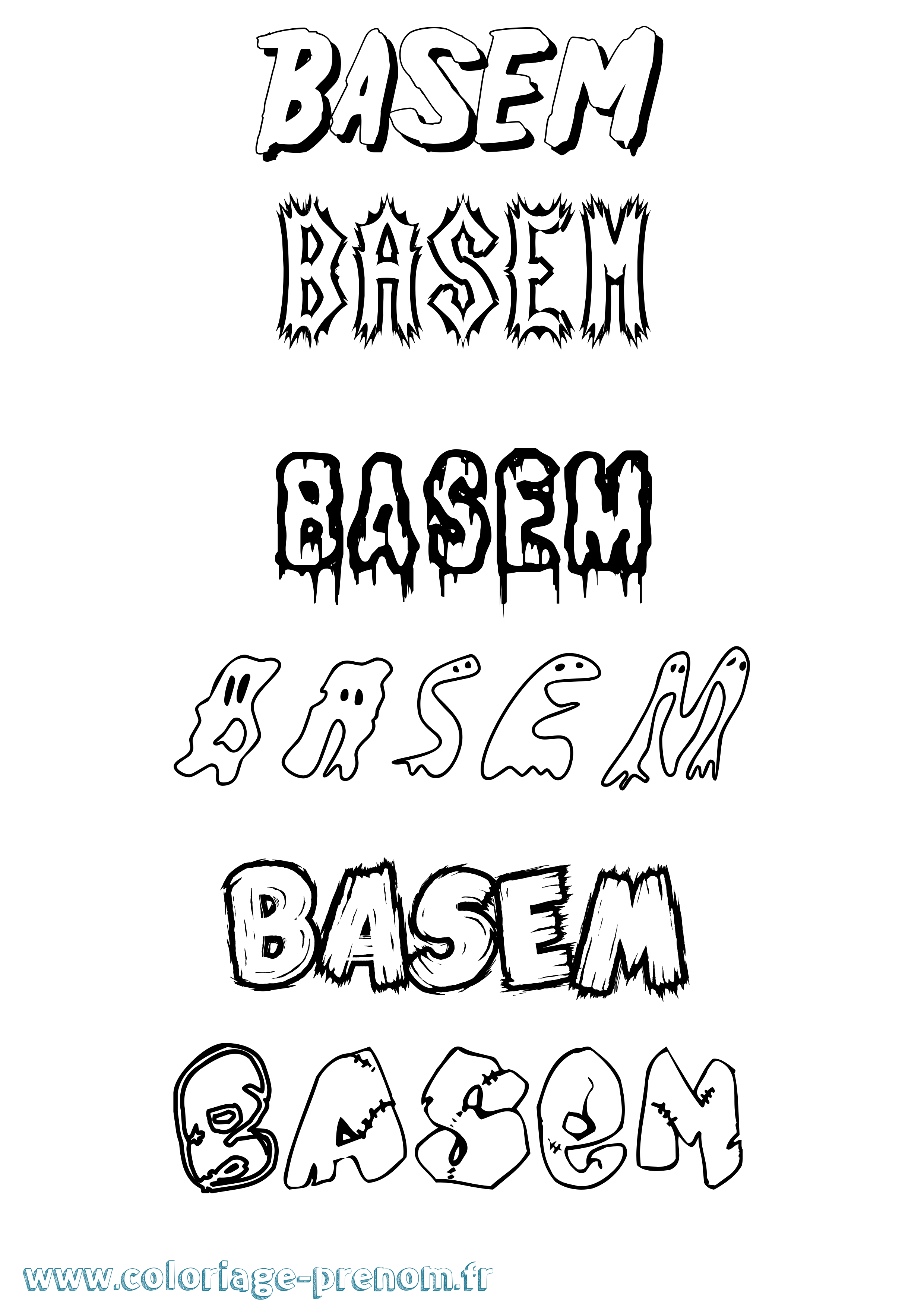 Coloriage Basem Frisson Coloriage prénom Basem Frisson