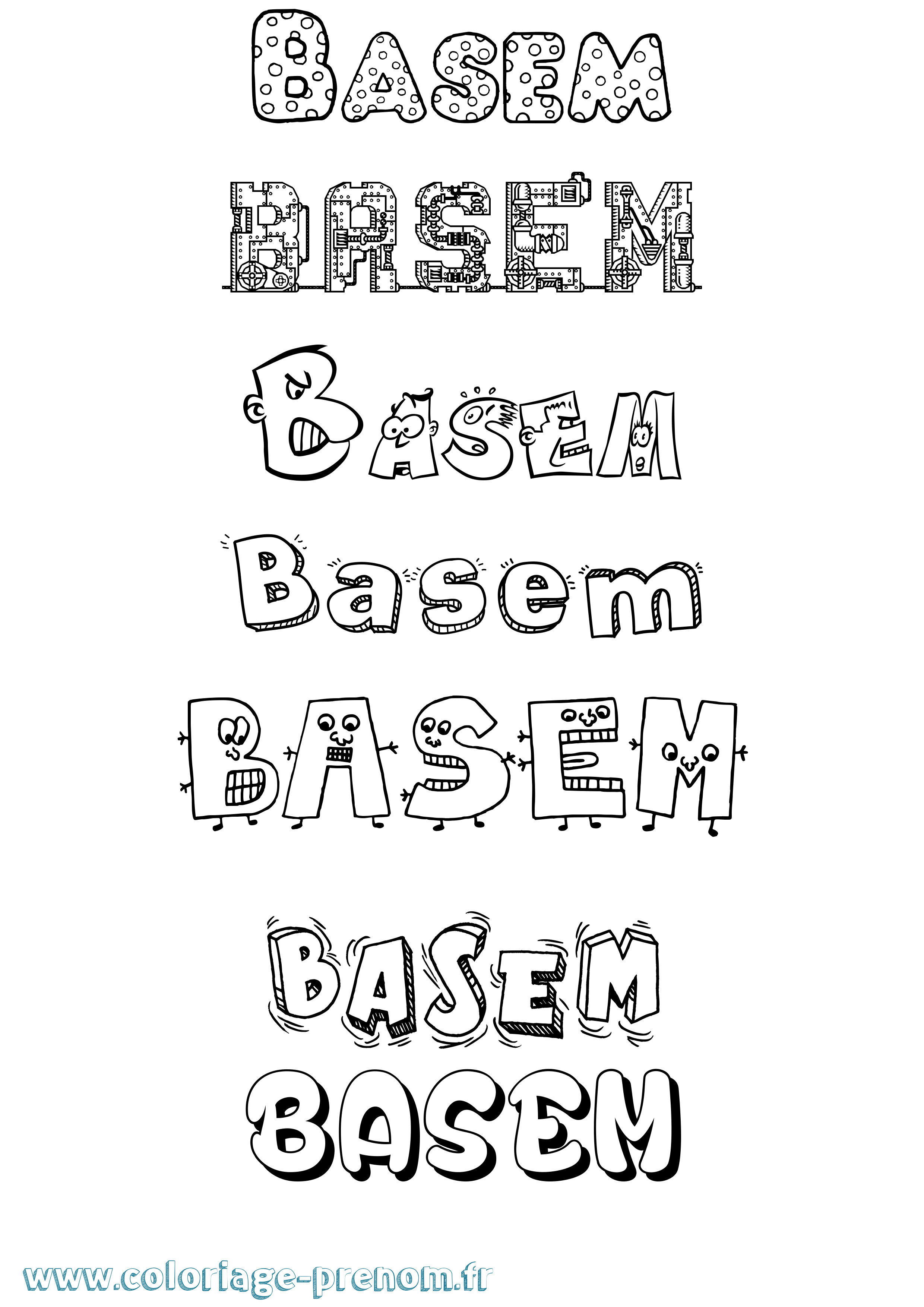 Coloriage Basem Fun Coloriage prénom Basem Fun