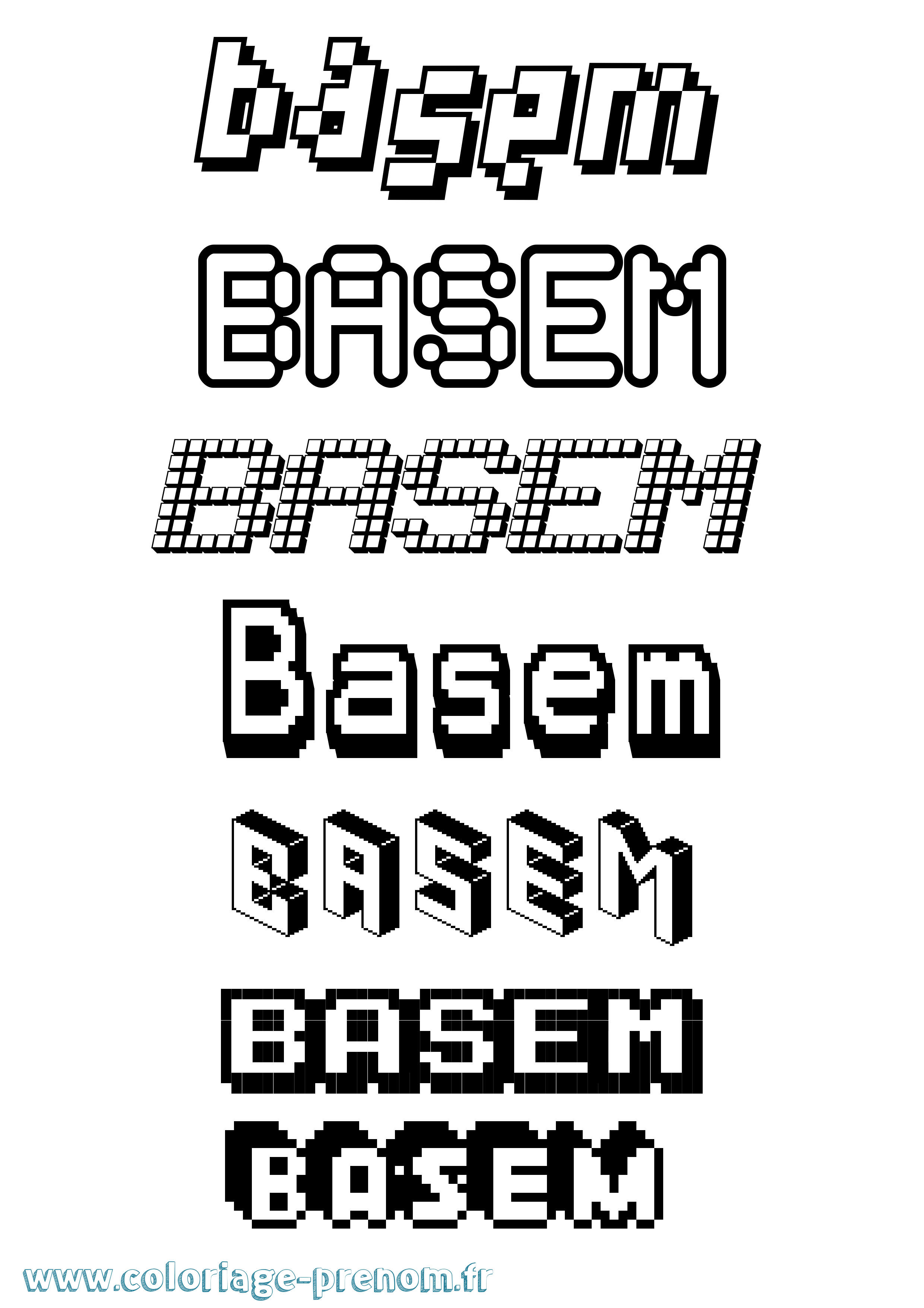 Coloriage Basem Pixel Coloriage prénom Basem Pixel