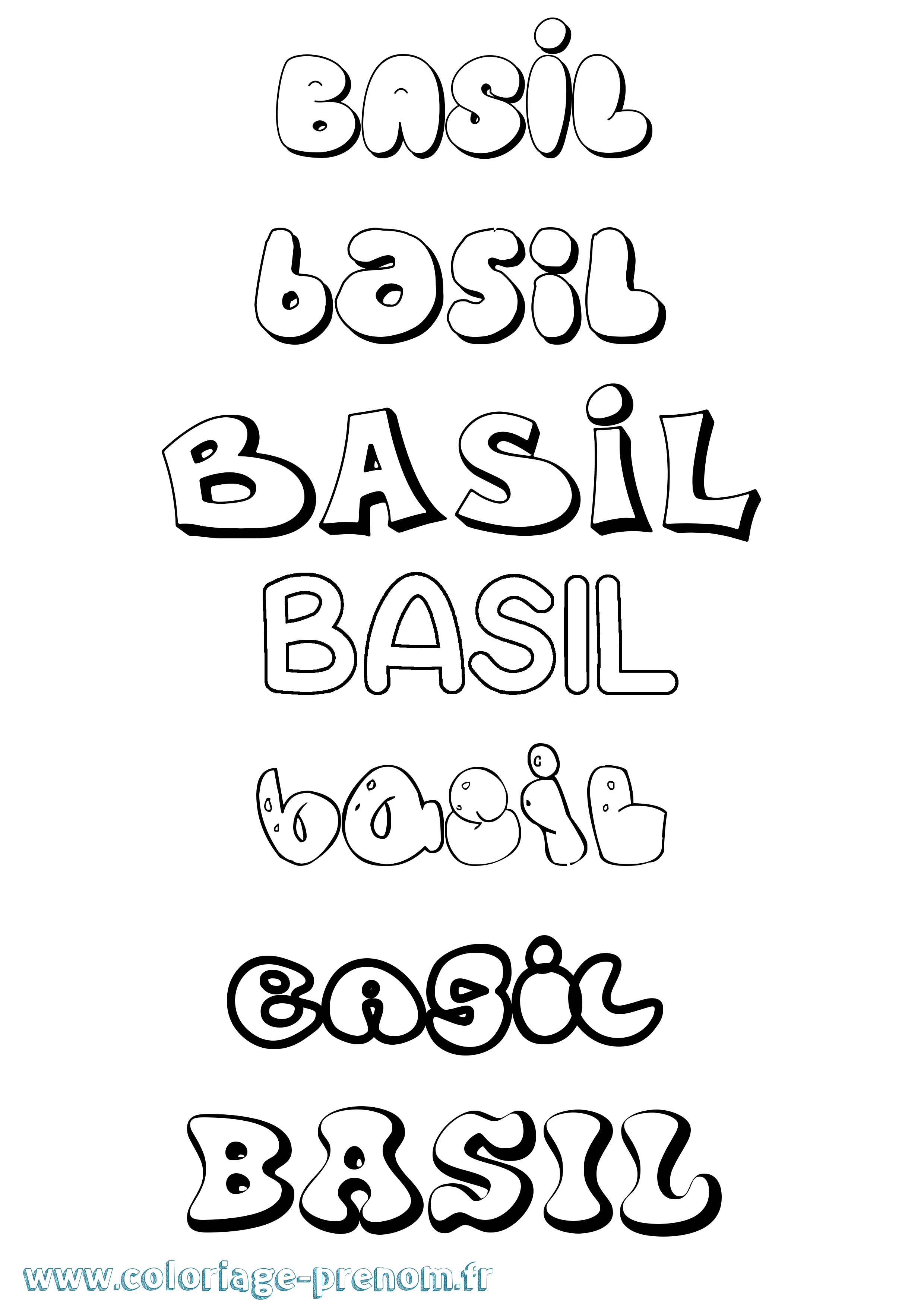 Coloriage Basil Bubble Coloriage prénom Basil Bubble