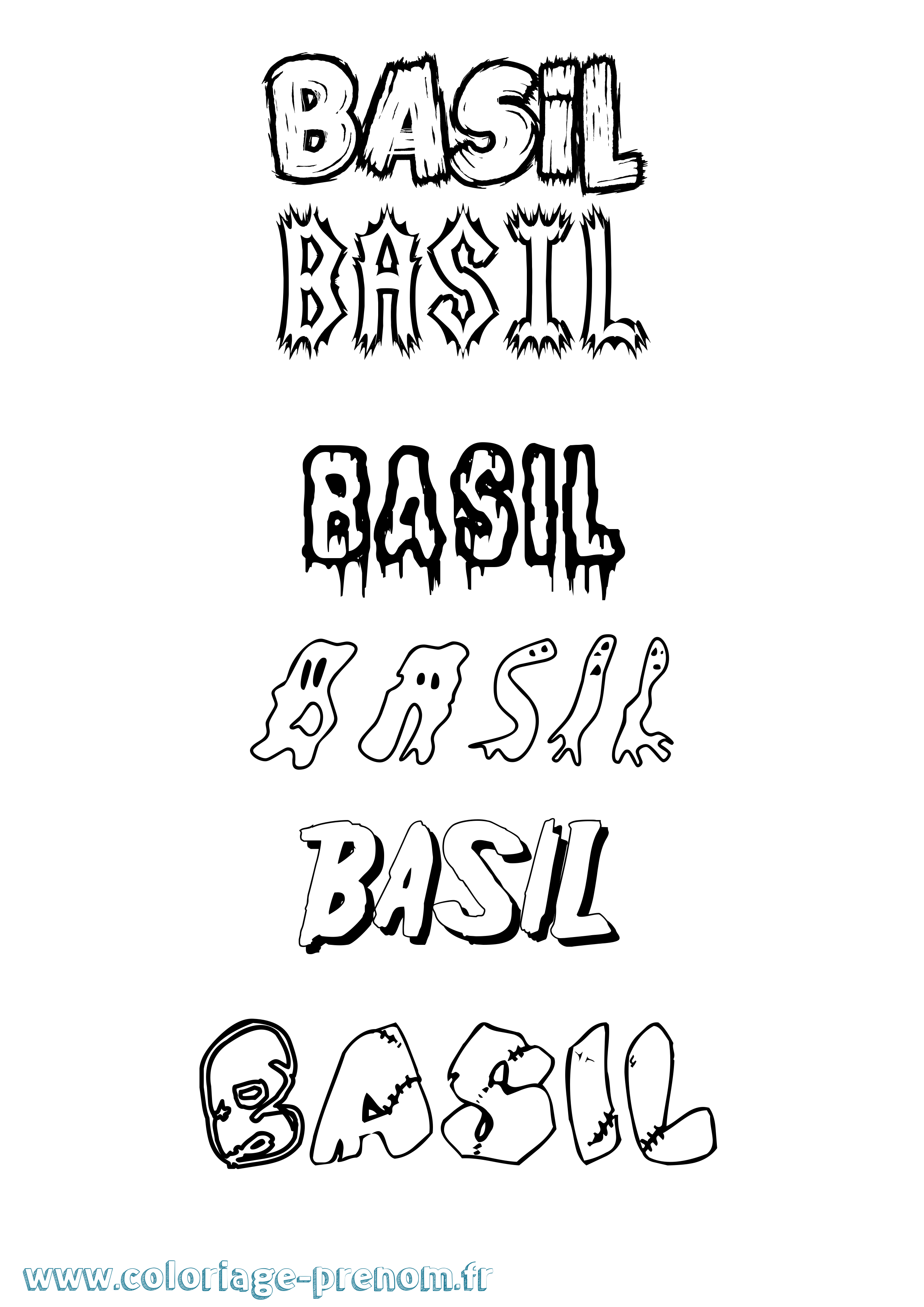 Coloriage Basil Frisson Coloriage prénom Basil Frisson