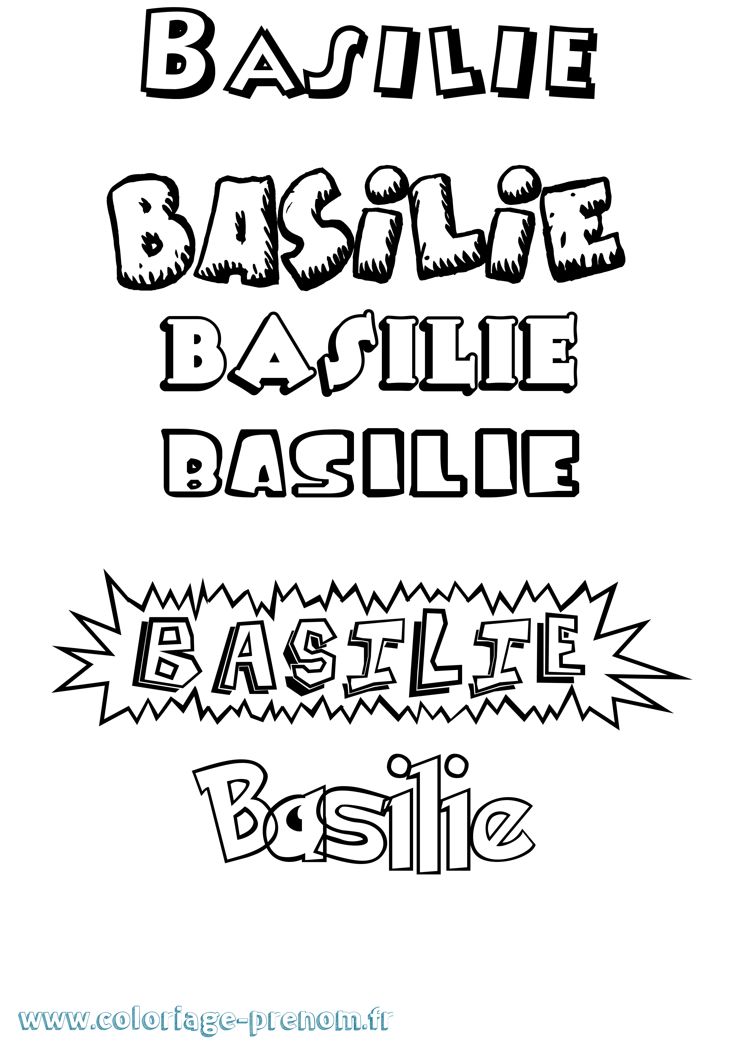 Coloriage Basilie Dessin Animé Coloriage prénom Basilie Dessin Animé