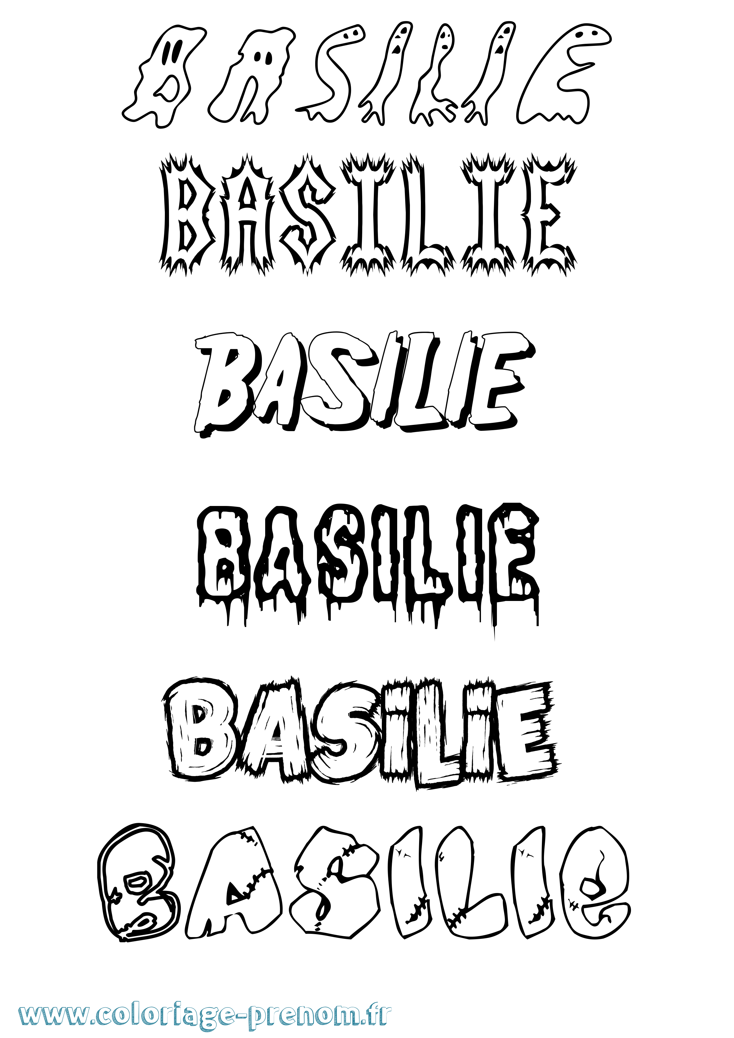Coloriage Basilie Frisson Coloriage prénom Basilie Frisson