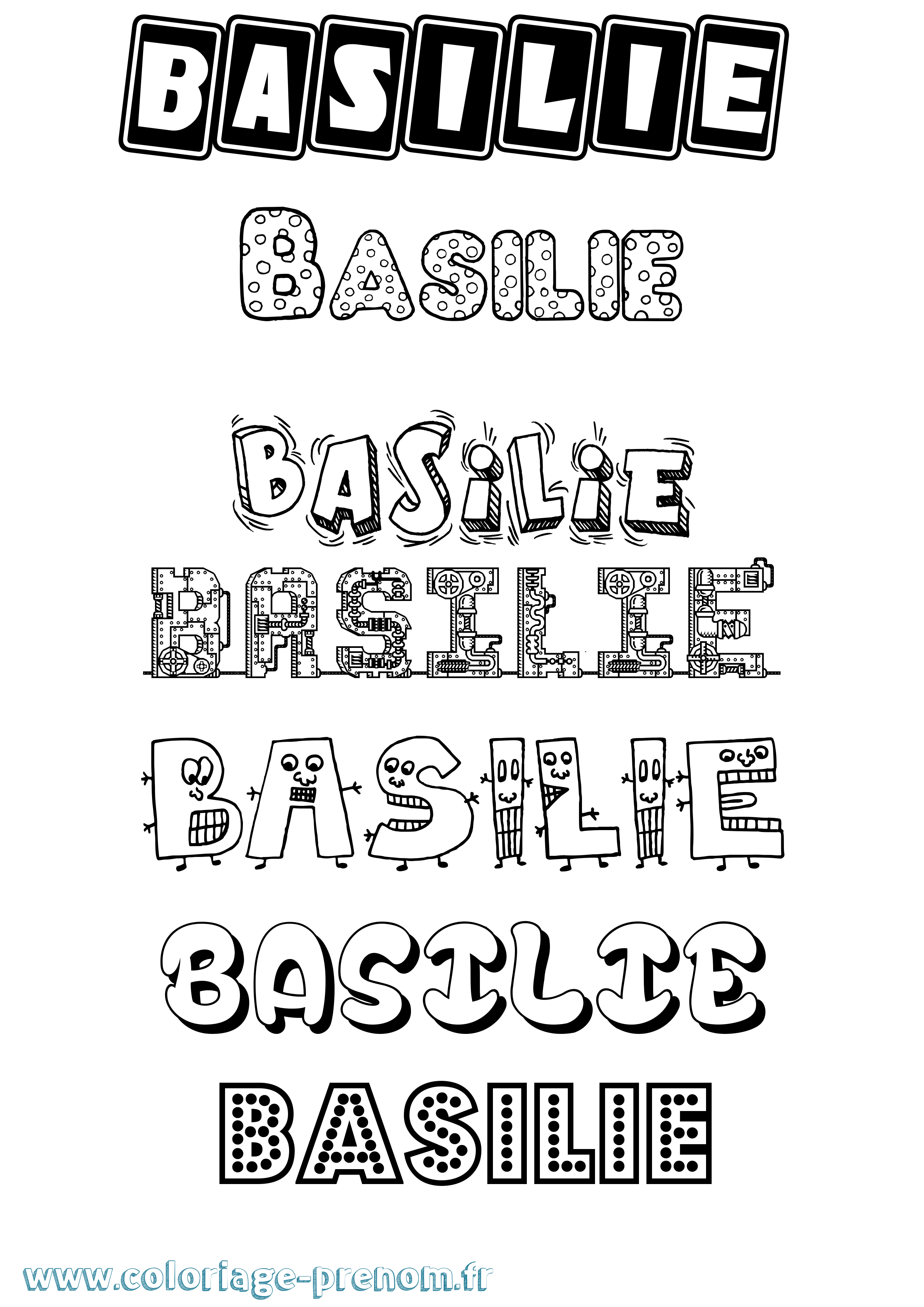 Coloriage Basilie Fun Coloriage prénom Basilie Fun