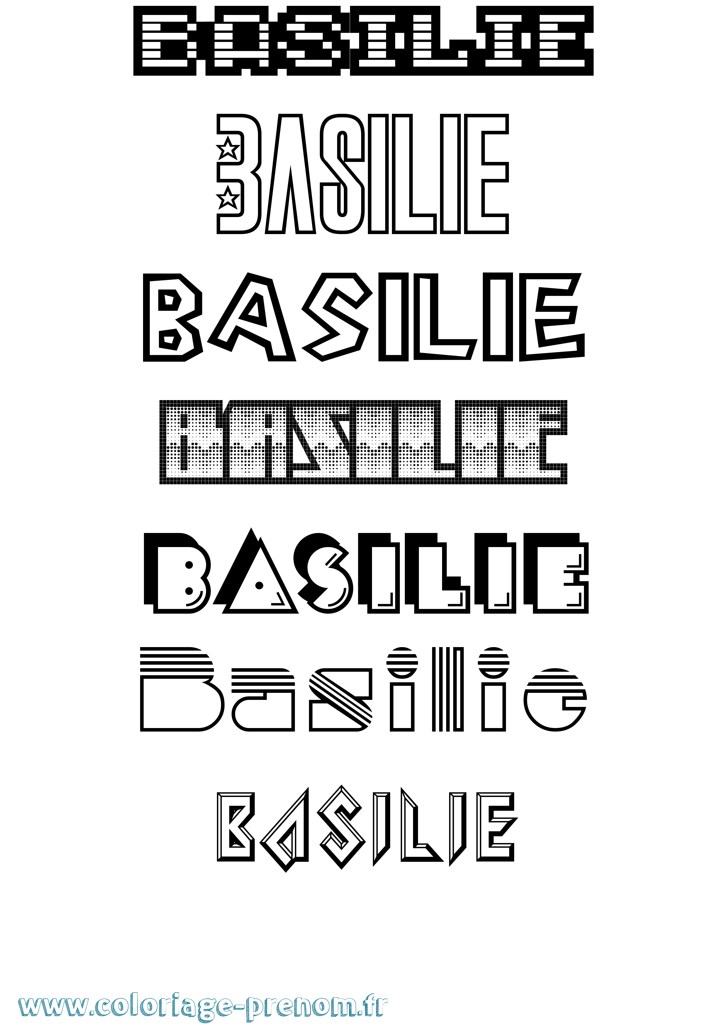 Coloriage Basilie Jeux Vidéos Coloriage prénom Basilie Jeux Vidéos