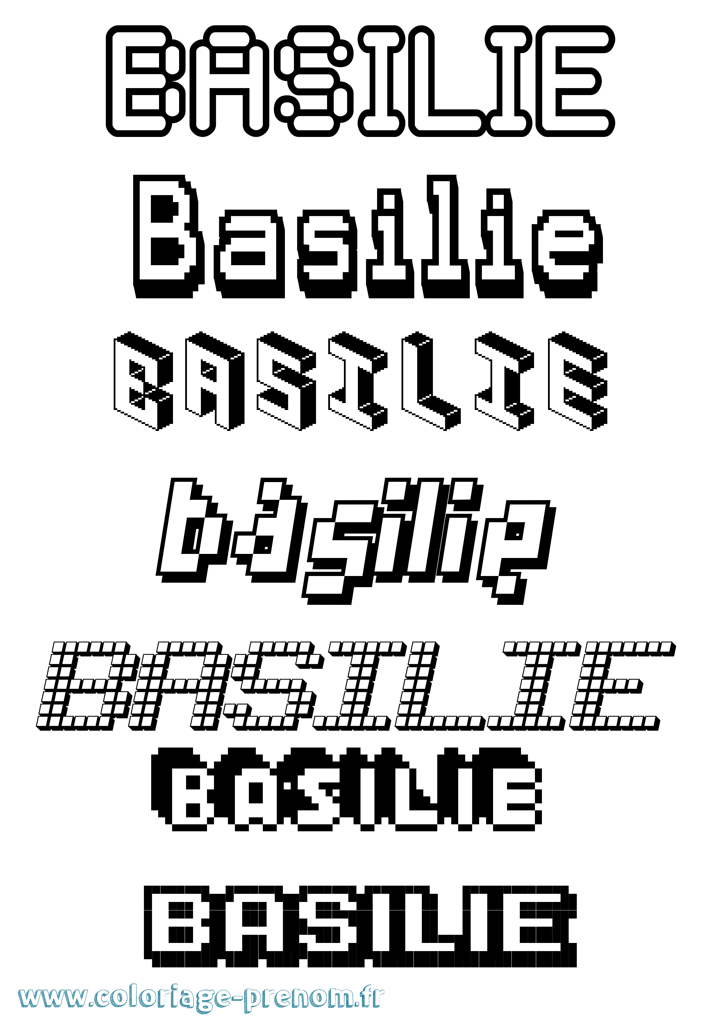 Coloriage Basilie Pixel Coloriage prénom Basilie Pixel