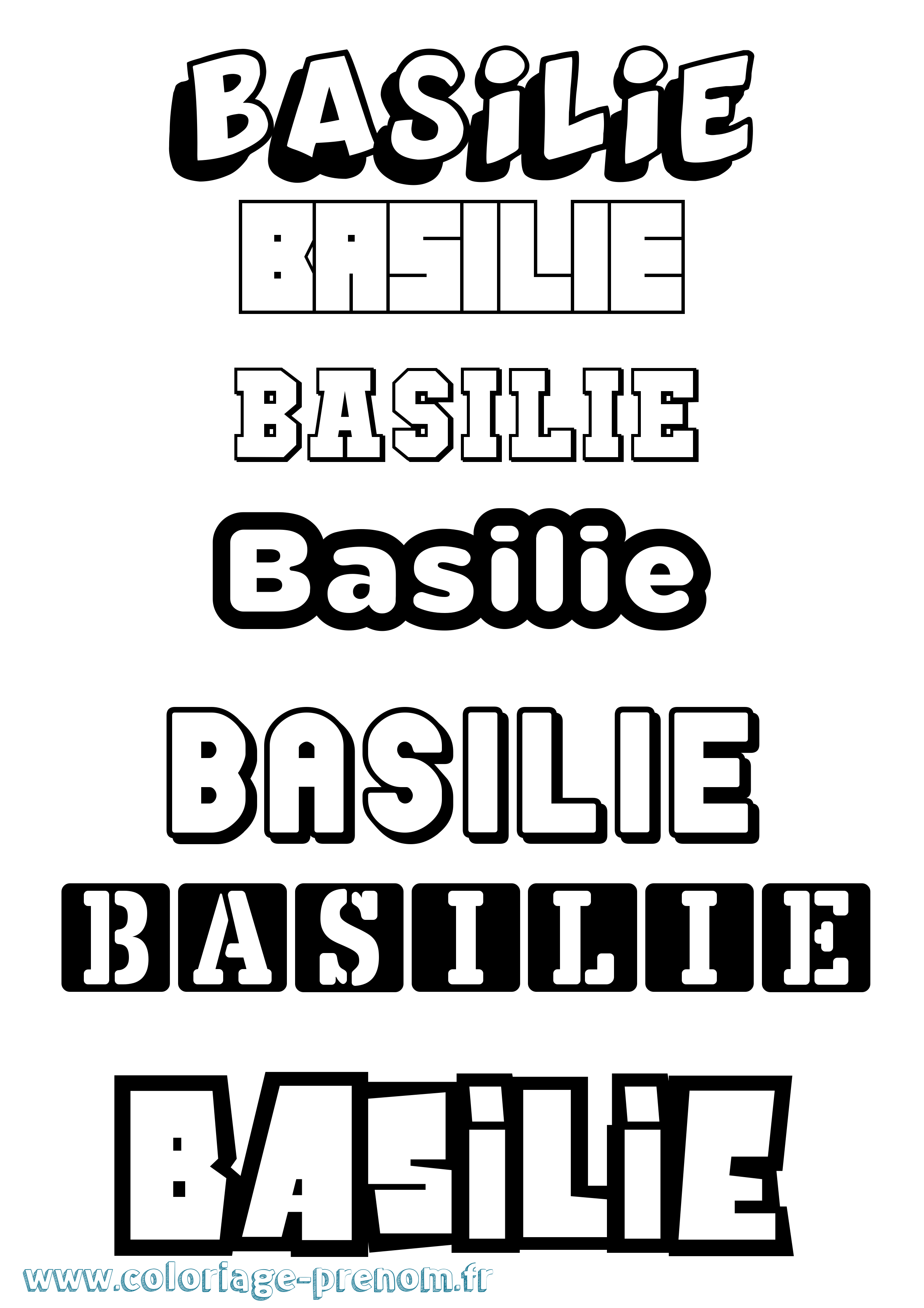 Coloriage Basilie Simple Coloriage prénom Basilie Simple